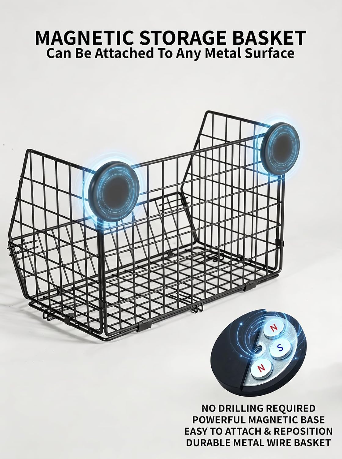  Delobon Paniers Magnétiques, Organisateur D'outils En Panneau Perforé, Panier Magnétique Robuste En Métal Pour Garage, Linge, Cuisine, Atelier, Armoire