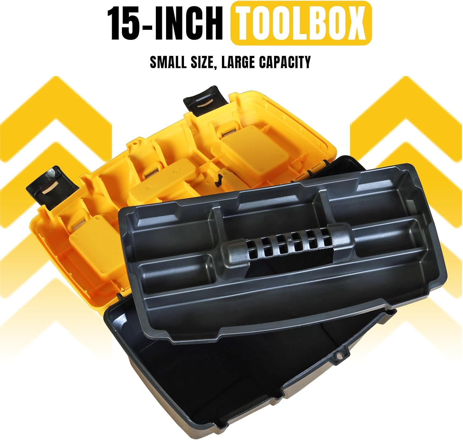  Torin ATRJH-3015T Boîte à Outils En Plastique Avec Plateau Amovible Noir/jaune 39,4 Cm