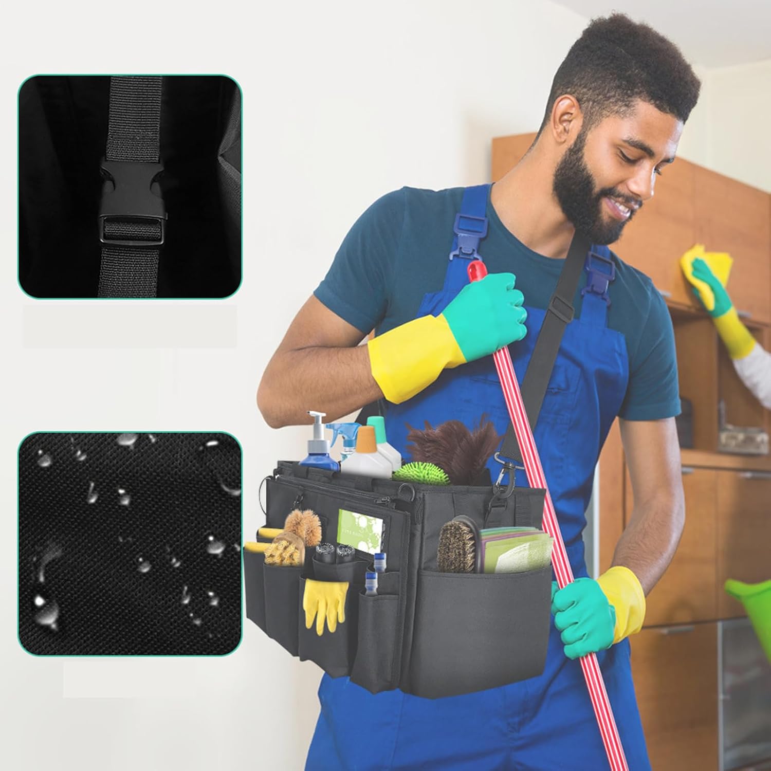  Sac Pour Fournitures De Nettoyage | Sac De Fournitures De Nettoyage Pliable | Porte-Outils Mesh Respirant Imperméable Avec Poignée Bretelle Pour Chiffons Époussetage Cuisine