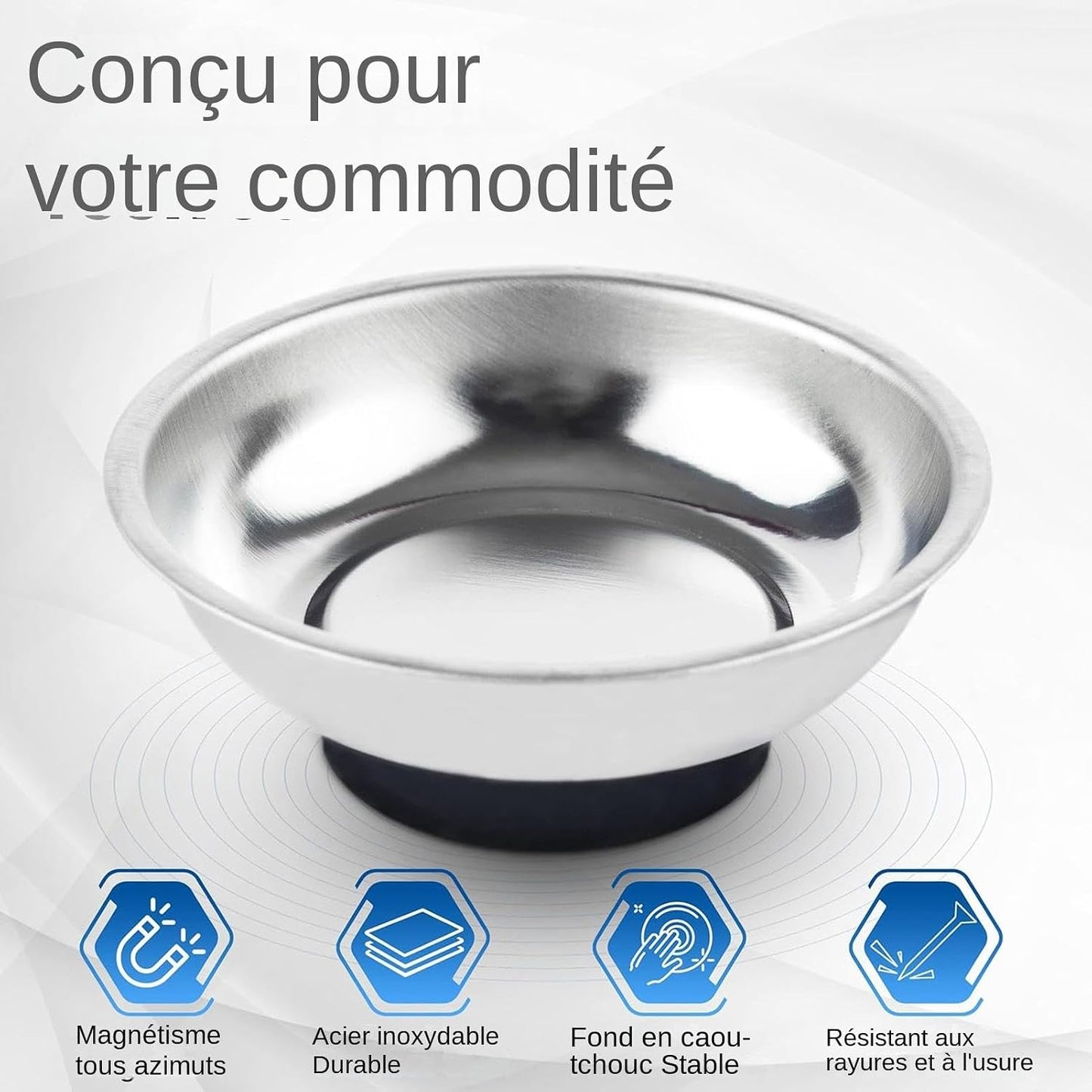  Plateau À Outils Magnétique | Plateau À Vis D'atelier | Support De Rangement À Vis | Plateau Magnétique Robuste En Acier Inoxydable, Porte-outil, Bol À Vis Mécanique Pour La Fixation Des Écrous Et Des