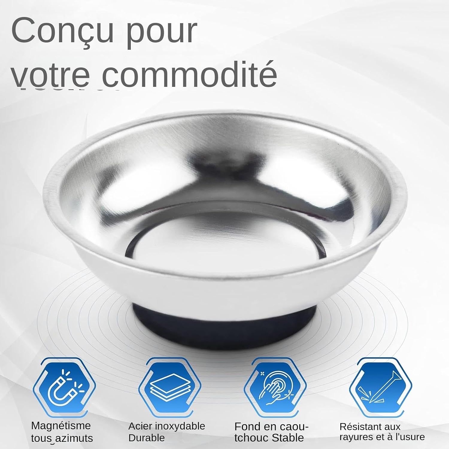  Plateau À Outils Magnétique | Plateau À Vis D'atelier | Support De Rangement À Vis | Plateau Magnétique Robuste En Acier Inoxydable, Porte-outil, Bol À Vis Mécanique Pour La Fixation Des Écrous Et Des