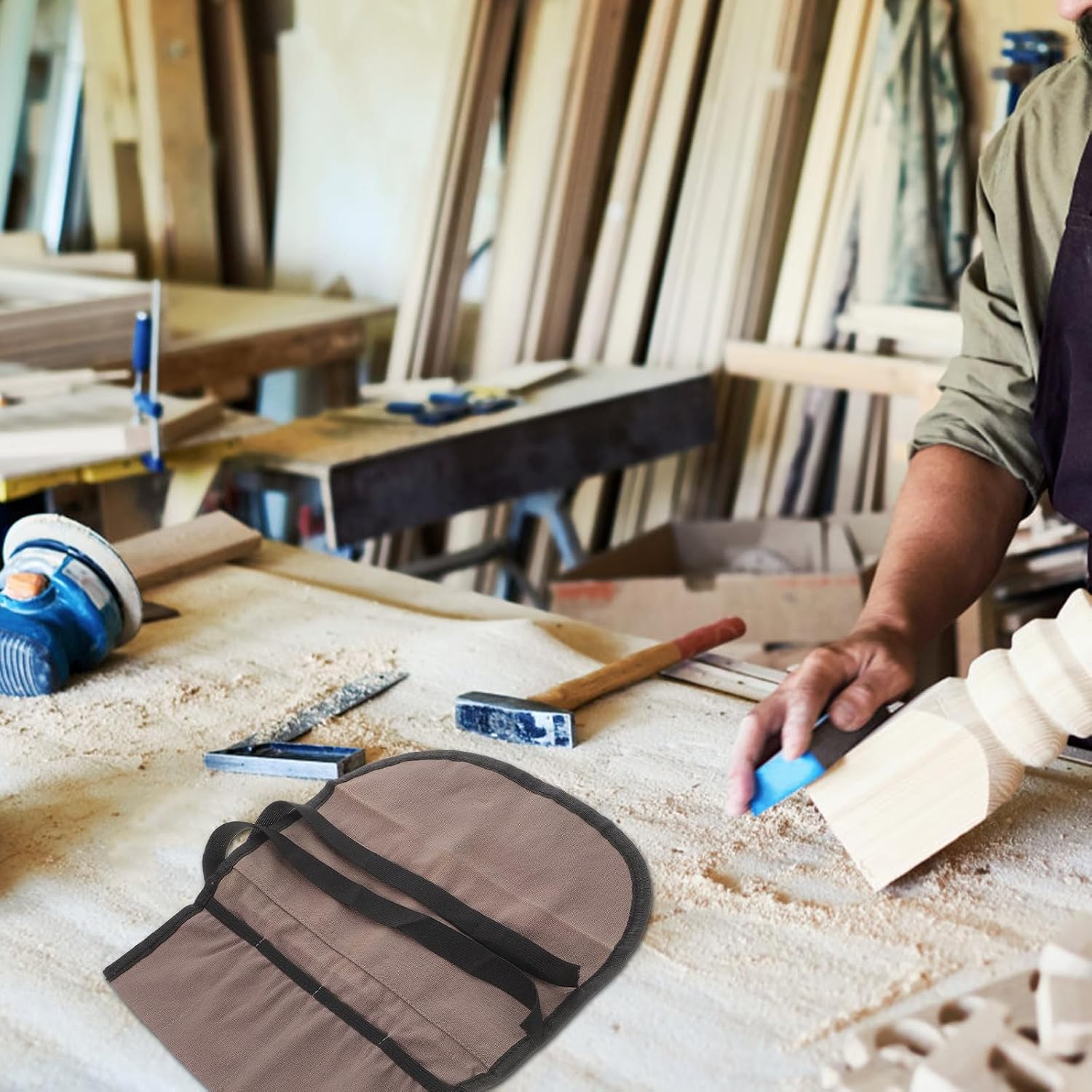  Angoily Pochette à Outils En Toile Résistante 2pcs, Facile à Nettoyer, Pour Bricolage Et Rangement, Paquet Enroulable Multifonction Pour Artisans Et Amateurs