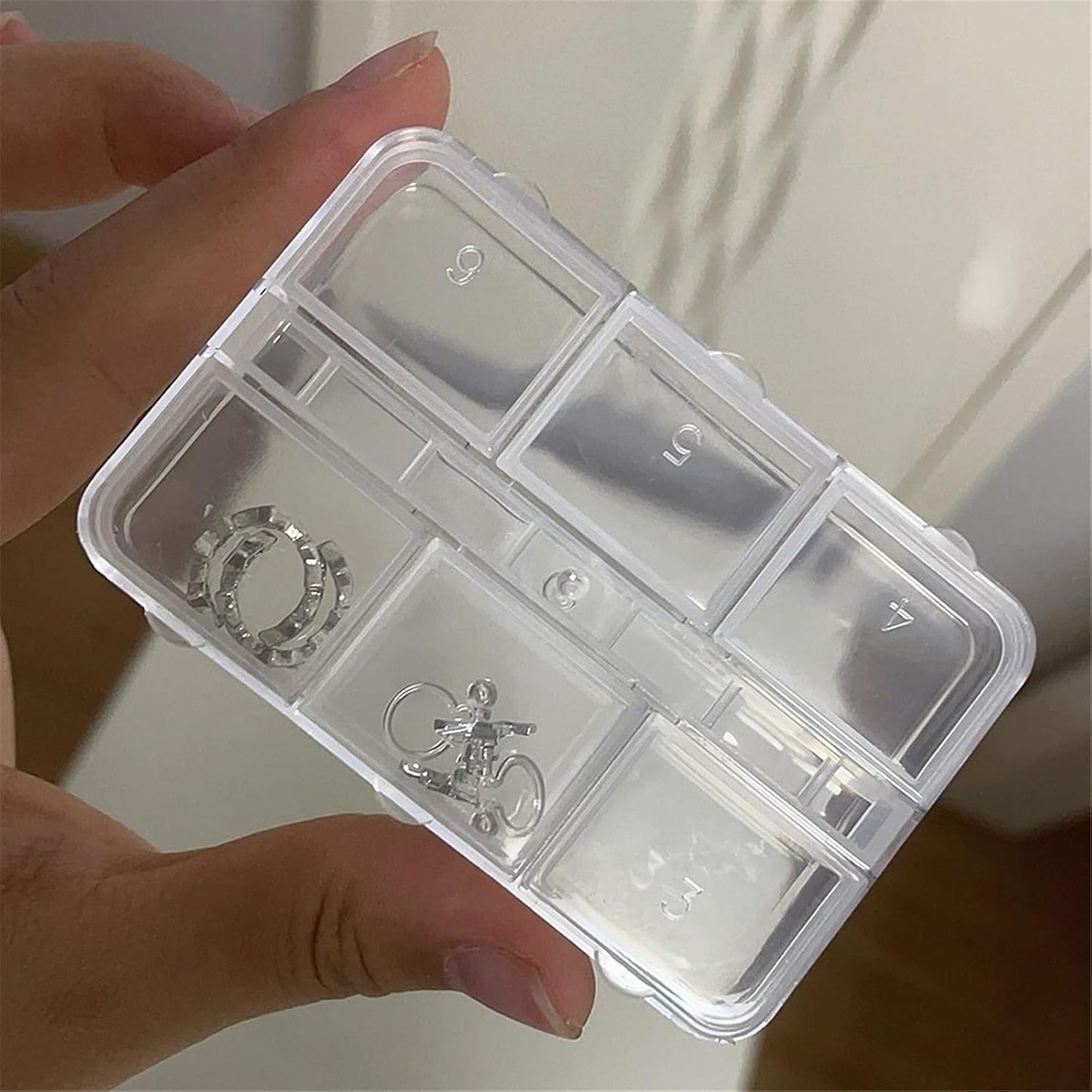  Boîte à Outils Légère Transparente Avec 6 Compartiments Individuels Pour Ongles, Outils, Bijoux, Travaux Manuels, Organisation, Boîte à Outils De Voyage Légère
