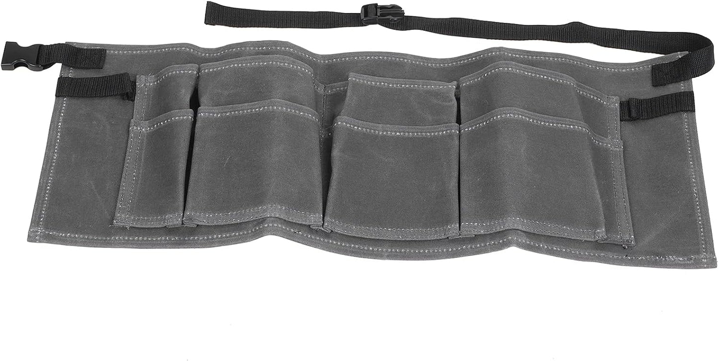  Wakects Sac De Rangement Pour Outils De Jardin, Toile De Cire Humide, Sac à Outils étanche Avec 8 Poches, Ceinture Réglable 25,4 X 10,2 Pouces Pour Le Travail Du Bois, Le Jardinage, Le Bricolage,
