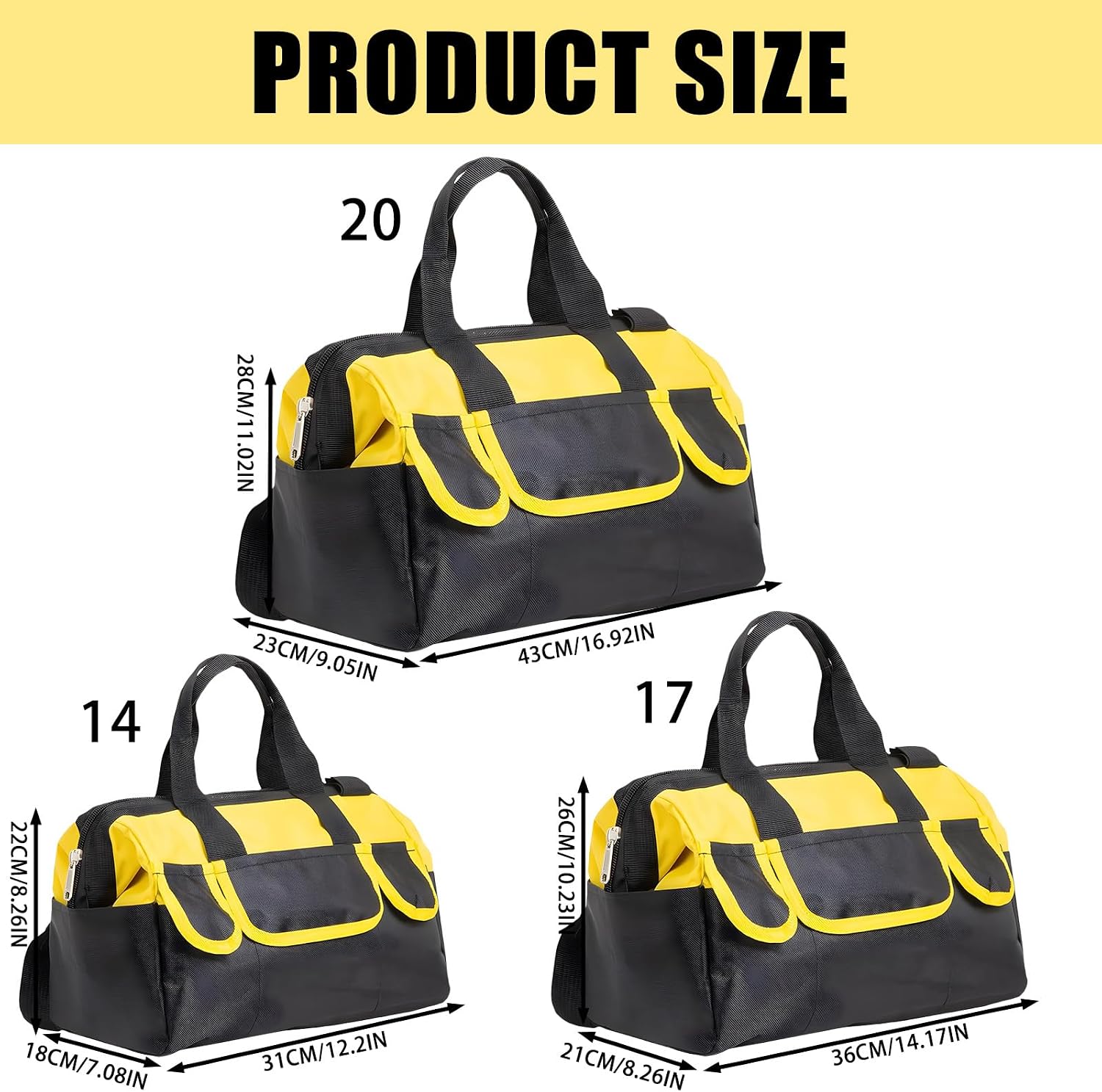  Sac à Outils En Toile Robuste Avec Plusieurs Poches Résistant à L'eau Pour Un Rangement Organisé Et Un Accès Rapide