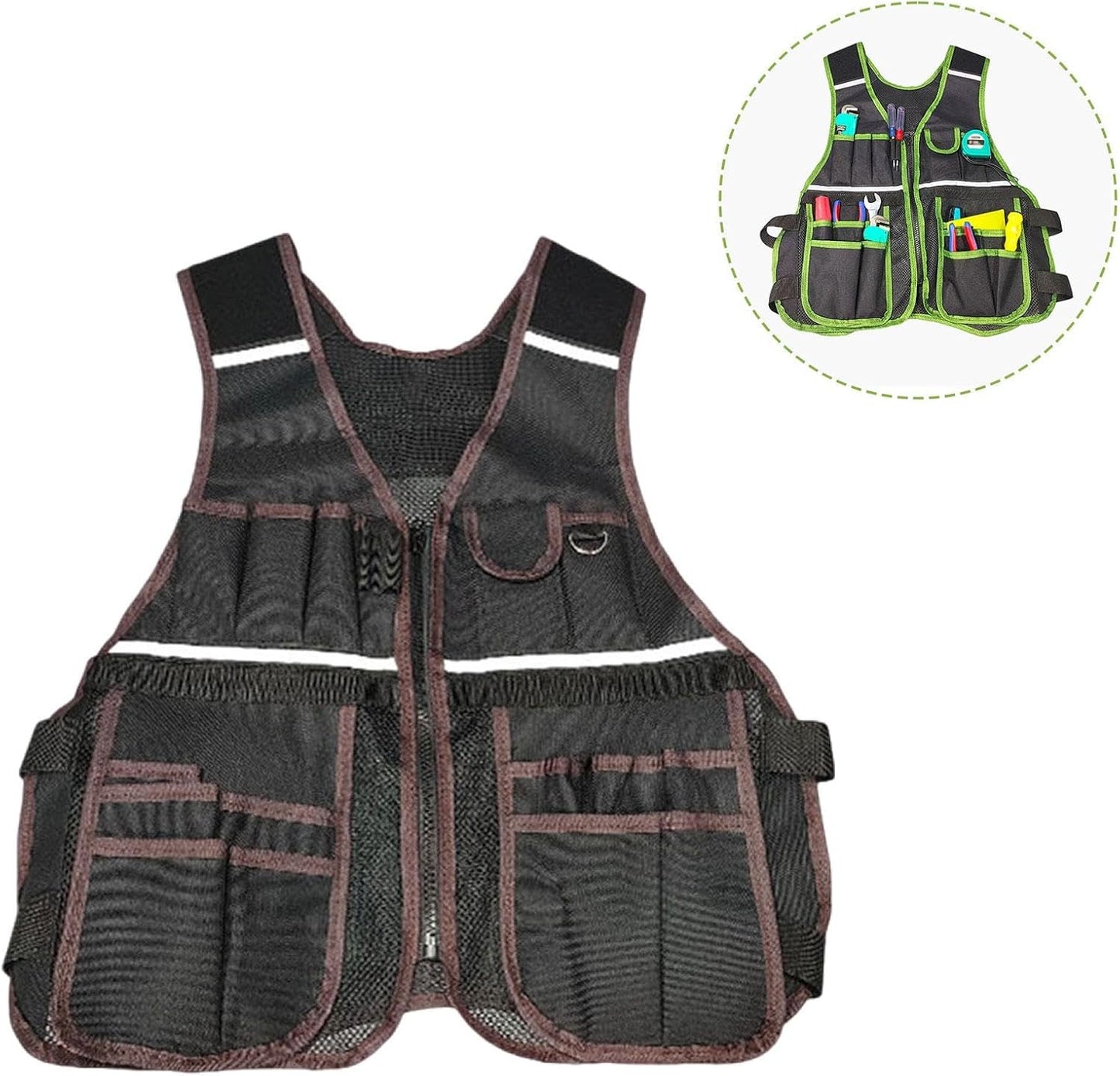  Gilet De Travail Multipoches, Gilet Réfléchissant, Gilet Porte-outils, Gilet D'électricien Oxford Avec Poches à Outils, Adapté Aux électri