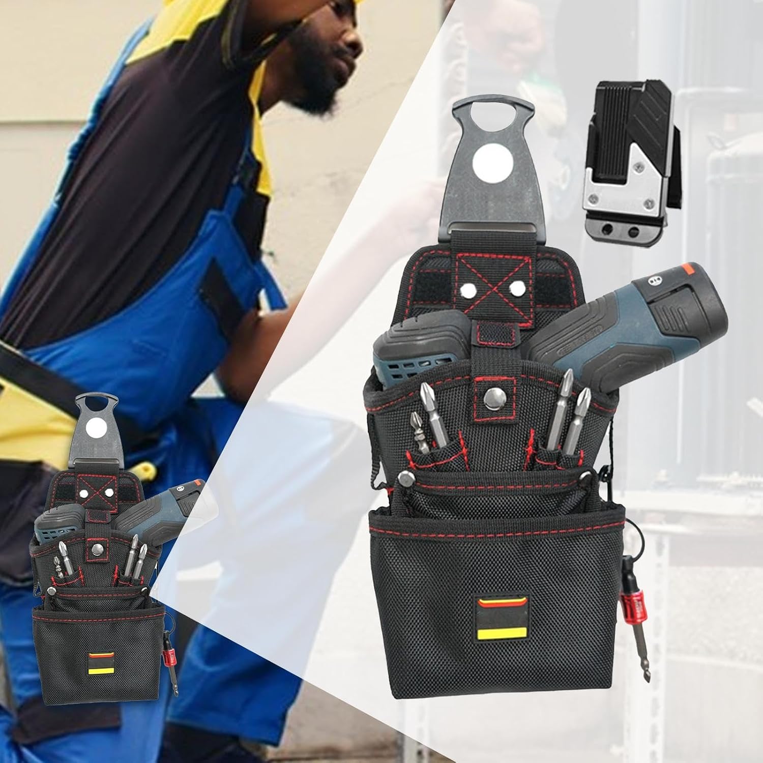  Pochette Outils Avec Clip Ceinture | Sac Organisateur De Travail Utilitaire Magnétique | Étanche Et Résistante Porte Perceuse Et Vis Outdoor Chantier
