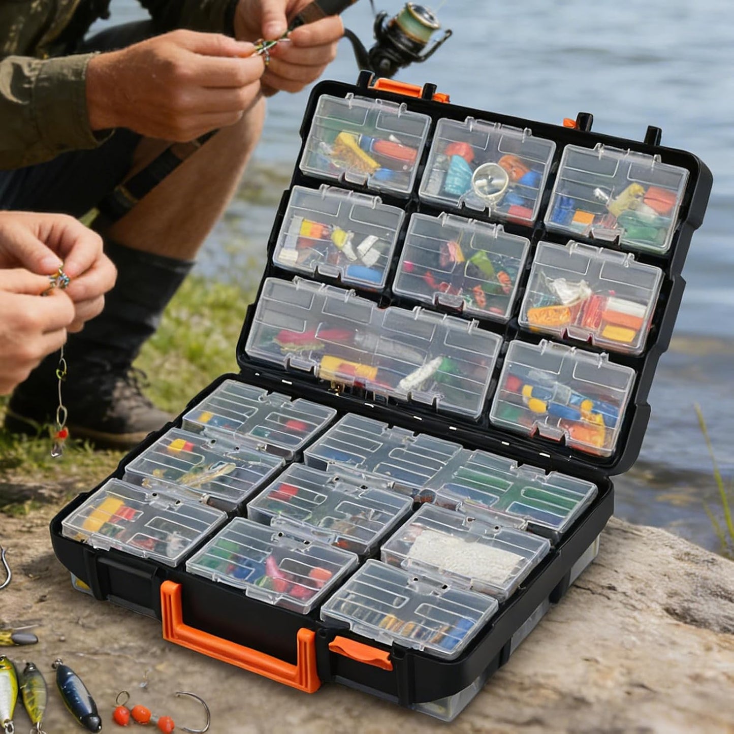 GENERIC Boîte à Outils | Organiseur Amovible à 16 Compartiments | Boîte De Rangement Transparente Pour Petites Pièces, Vis, Clous, Boulons, Perles, Articles De Pêche, Blocs De Puzzle, Bureau, Garage