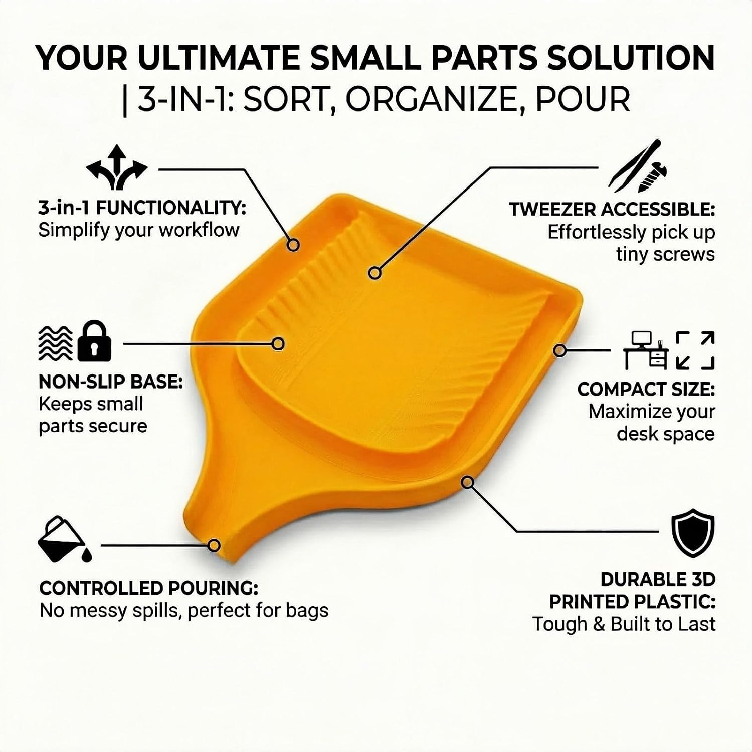  Entonnoir De Tri Multifonction – Plateau De Tri Rapide Pour Toutes Sortes De Petites Choses, Entonnoir Facile à Trier Pour Vis, Boulons, Briques Lego, Cartes Micro SD (orange)
