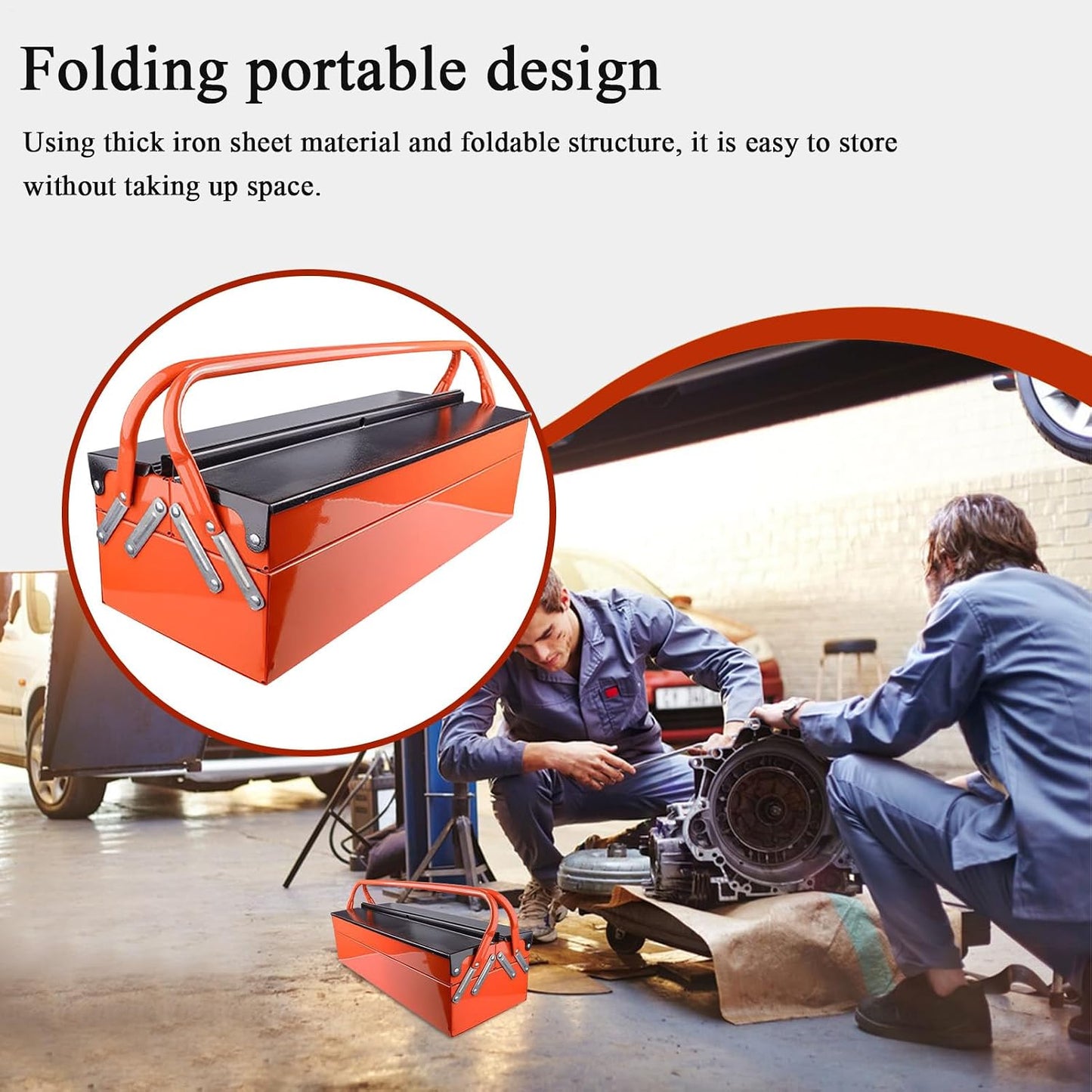  Boîte à Outils Pliable Portable Résistante à La Rouille, Solution De Rangement Multifonction Pour économiser De L'espace Dans Les Bureaux, Les Garages Et Les Ateliers à Domicile