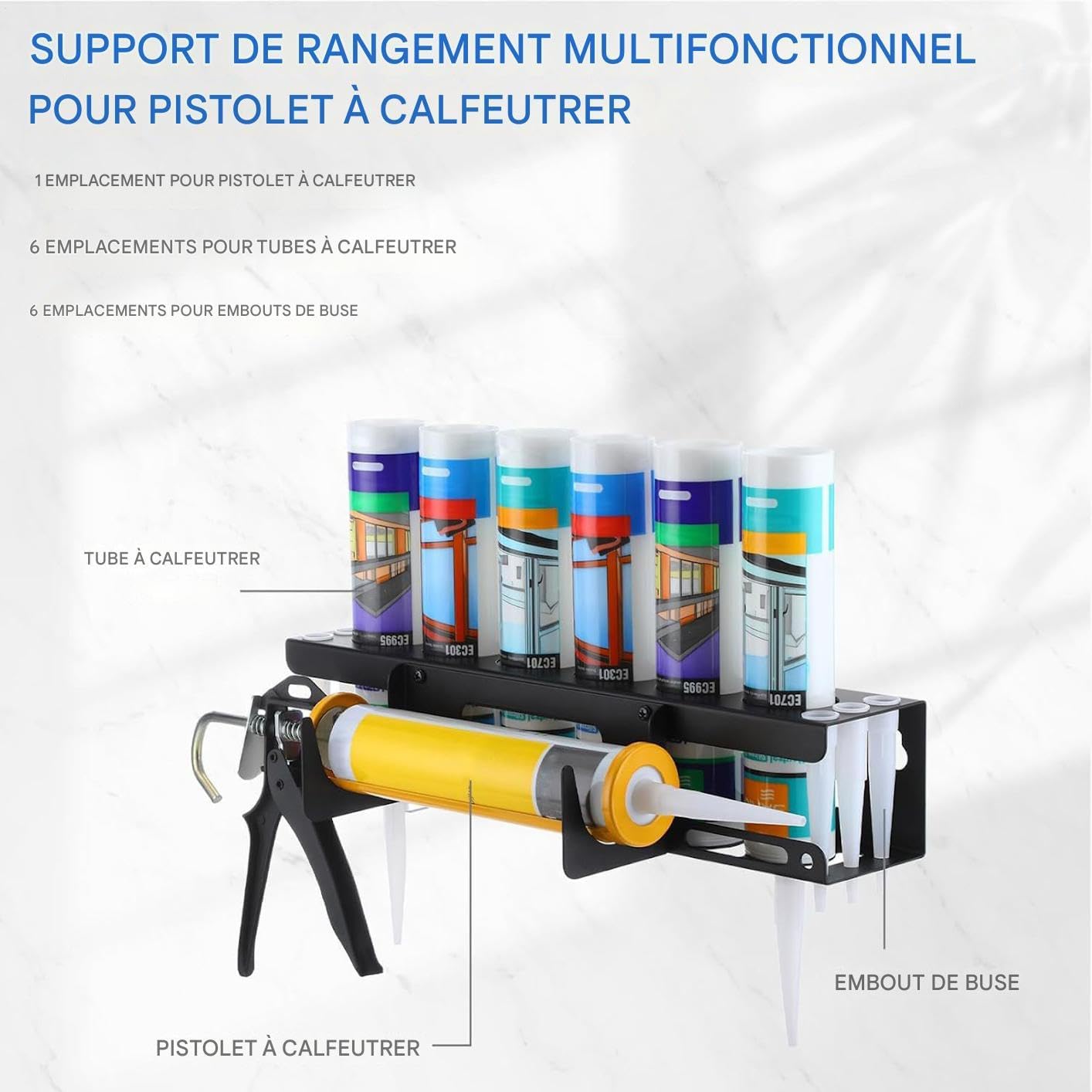  Support Pour Distributeur De Mastic D'Atelier - Organisateur Mural Pour Tubes De Mastic D'Atelier - Rangement Pour Outils De Professionnels En Rénovation Et Maintenance