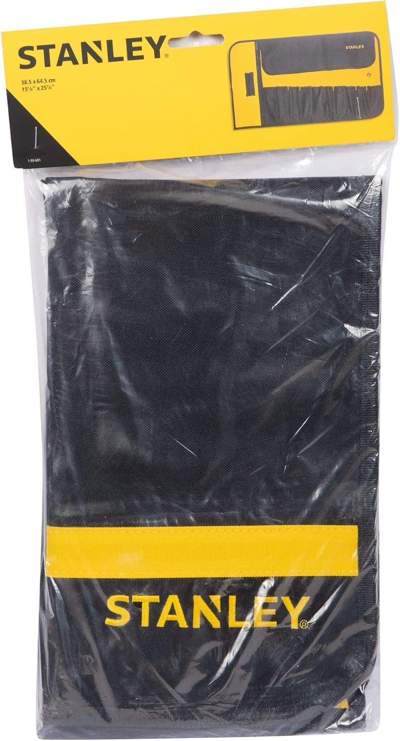  Stanley 1-93-601 Pochette Porte-Outils - 1 Compartiment Zippé Par Fermeture Éclaire, Toile 300 X 300 Deniers En Nylon - 12 Pochettes Compartimentées - Rabat De Protection - Fermeture Par Sangle Multicolore