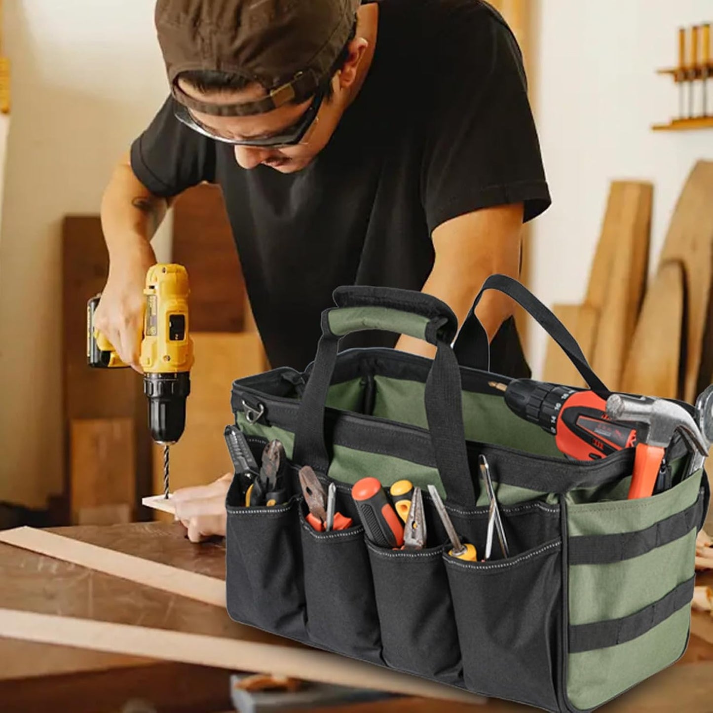 GENERIC Sacs à Outils Pour Homme | Organiseur Portable Robuste Avec Fermeture éclair, Pour Homme, Mécanicien, électricien, Charpentier, Garage, Réparation De Voyage, Tournevis, Clés, Forets