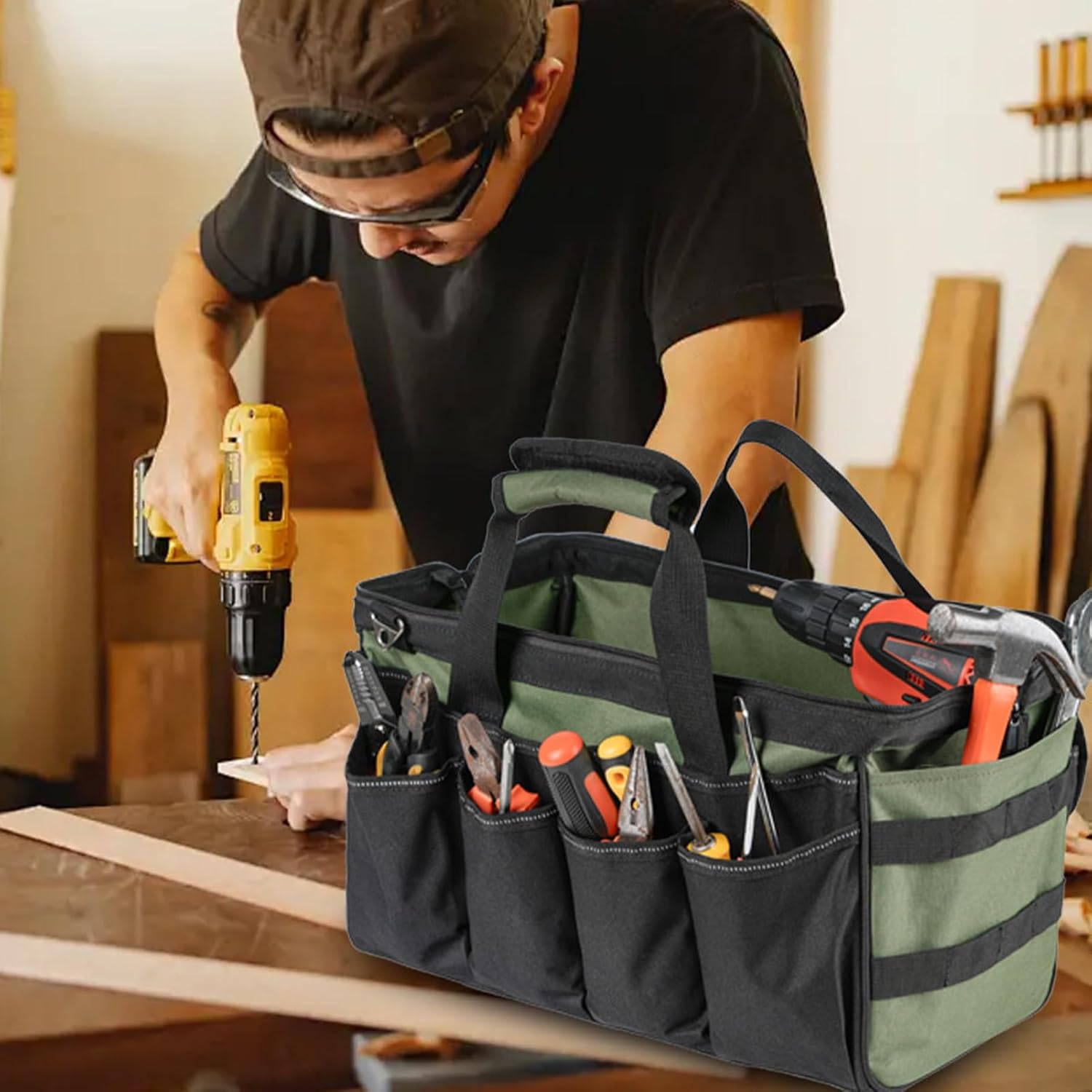 GENERIC Sacs à Outils Pour Homme | Organiseur Portable Robuste Avec Fermeture éclair, Pour Homme, Mécanicien, électricien, Charpentier, Garage, Réparation De Voyage, Tournevis, Clés, Forets