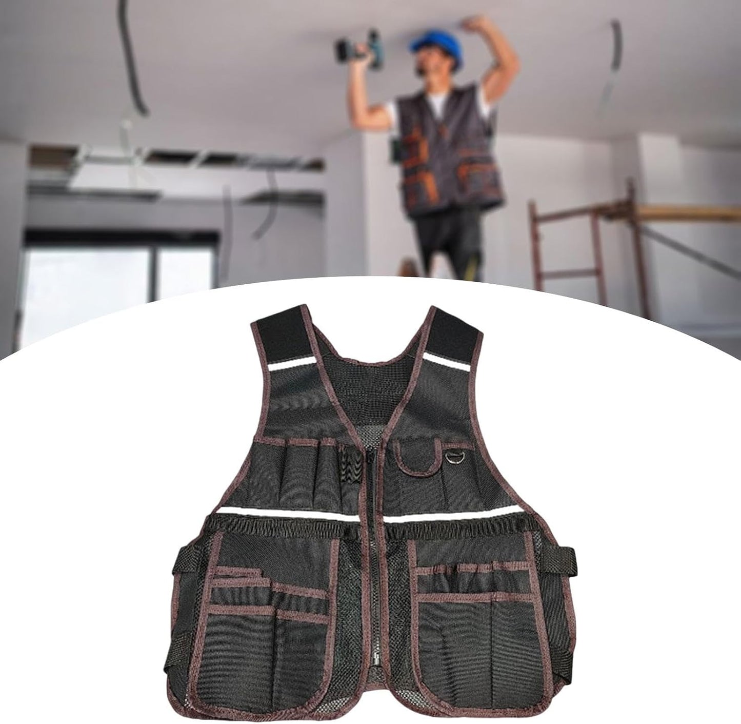  Gilet De Travail Multipoches, Gilet Réfléchissant, Gilet Porte-outils, Gilet D'électricien Oxford Avec Poches à Outils, Adapté Aux électri