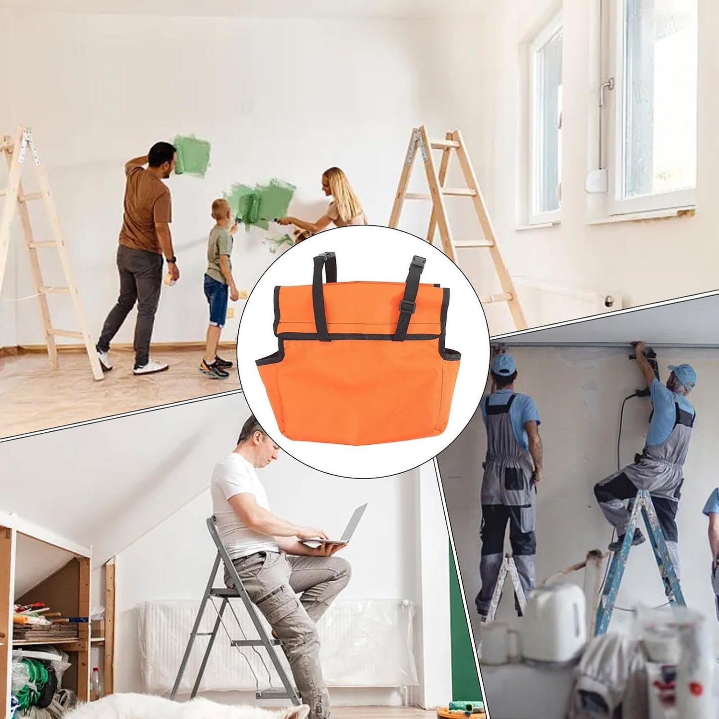  Sac à Outils Ladder, Grande Capacité, Organiseur Pour Accessoires D'échelle, Organiseur Robuste, Pochette De Rangement Cargo, Porte-outils, Sac De Rangement Pour échelle, Outil D'efficacité De Travail