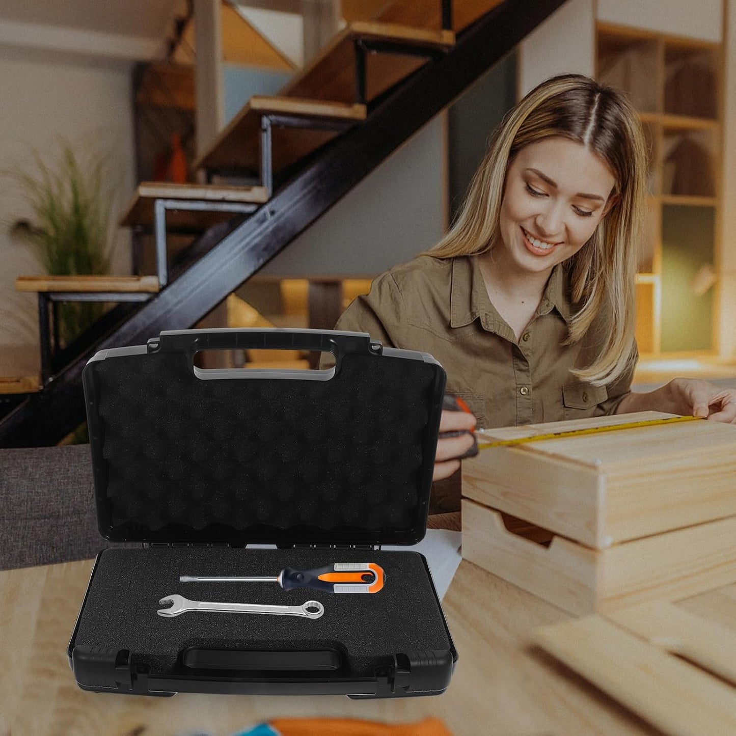  Ciieeo Boîte à Outils Portable Et Capacité De Charge Avec Mousse Intérieure Noire Grosse Rigidité Pêche Navigation