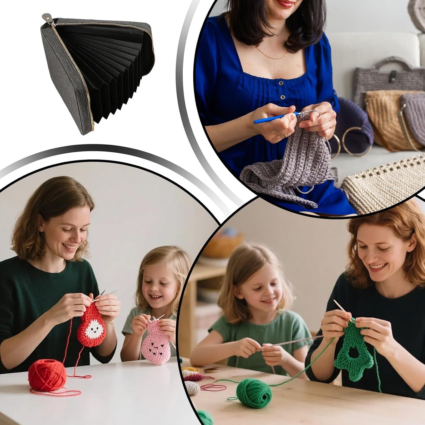 GENERIC Étui à Tricoter | Boîtier Multicouche Mince Portable, Sac De Rangement Pour Aiguilles à Tricoter Avec Support | Utilisé Pour Les Voyages, Les Rassemblements, Les Projets D'artisanat, Les Bobines, Les