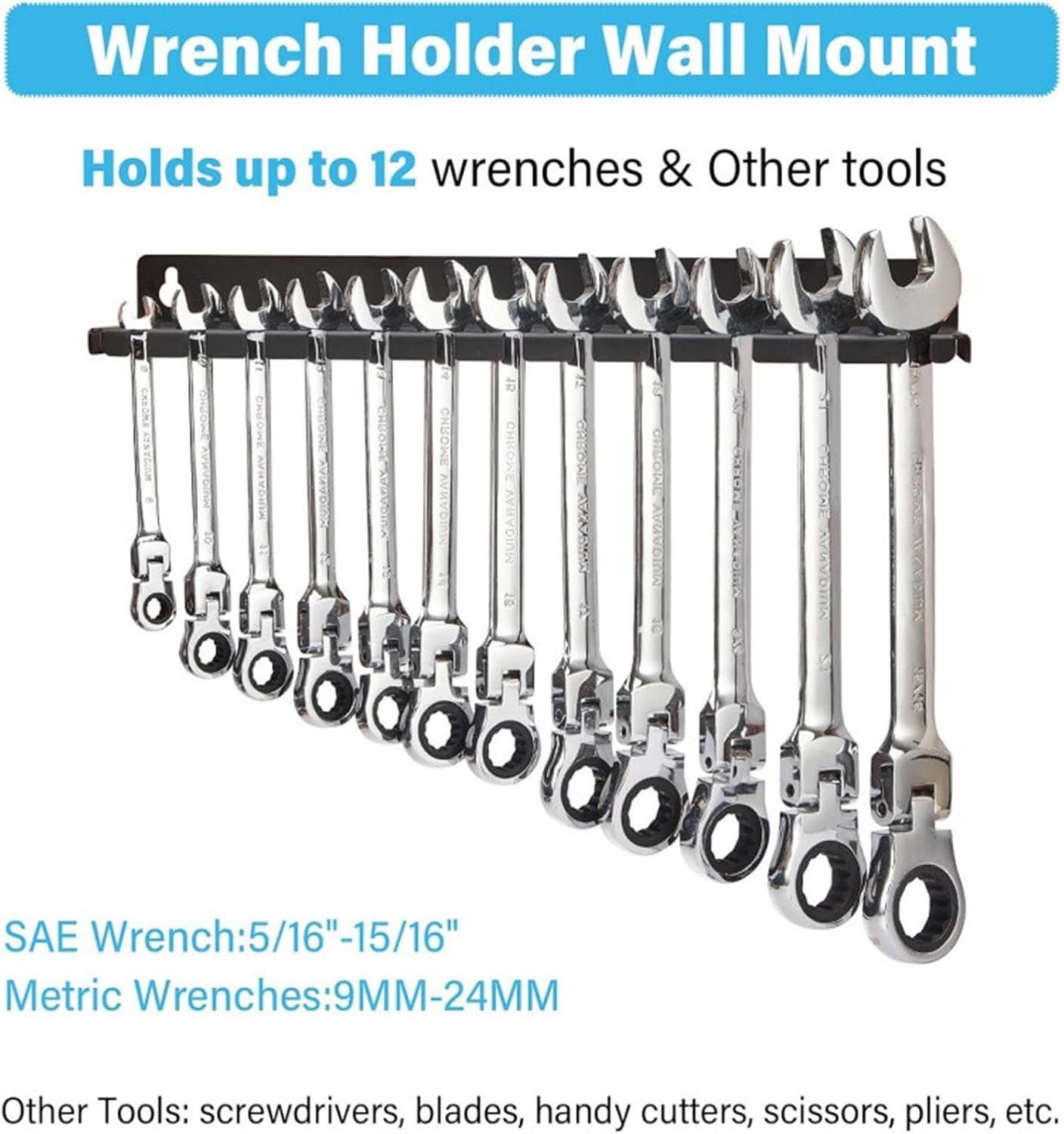 GENERIC Support De Clé Magnétique, Rangement D'outils Robustes, Plateau à Outils De 33 X 5,1 Cm Avec Fente Inclinée, Support De Rangement Robuste, Support D'économie D'espace Avec Support Mural, Trieur