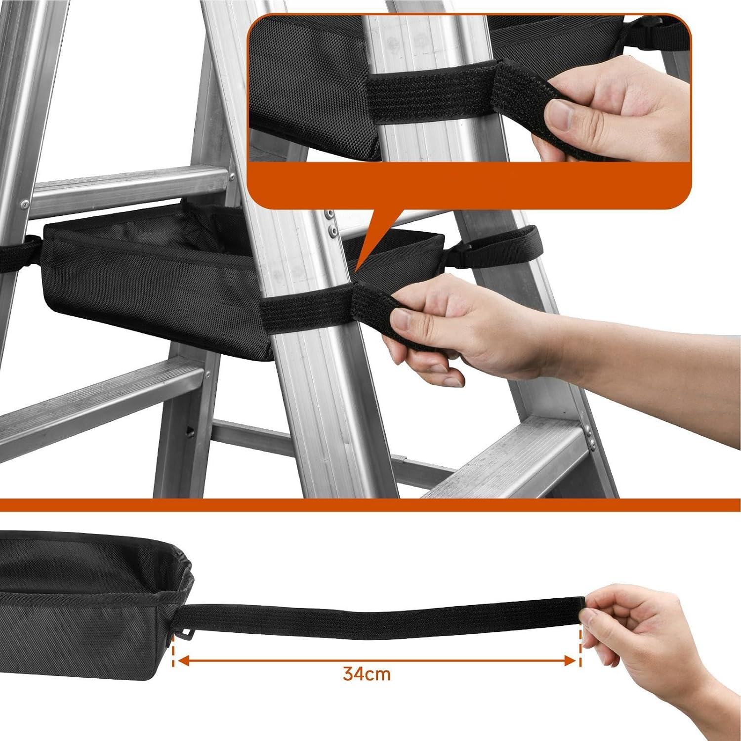  Porte-outils Ladder Caddy - Sac De Rangement Pour Pinces - Sac à Outils Télescopique Pour échelle - Pour Peintre, Bricoleur, électricien, Technicien, Menuisier, Couvreur, Travailleur Du Bois,