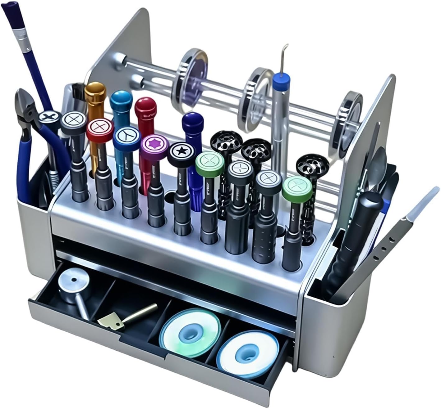 GENERIC Organise-r De Petites Pièces Avec Fentes De Trous – Boîte à Outils De Réparation Pour Outils D'ouverture De Téléphone, Vis | Étui De Rangement En Polypropylène De 500 G Pour Atelier, Bureau, Station