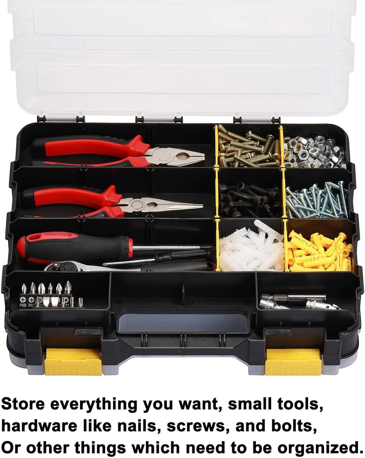 GENERIC Boîte à Outils Portable – Boîte De Rangement Portable Transparente | Boîte à Outils Pour Petites Pièces, Pièces électroniques, Perles, Bijoux, Garage