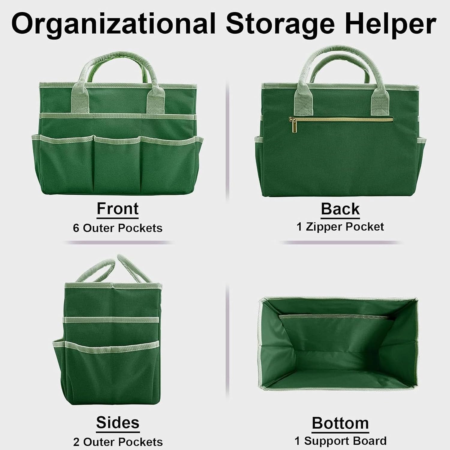  Srliya Sac De Rangement Artisanal 10 Poches En Tissu Oxford, Rangement Spacieux Pour Les Arts Et L'artisanat, Papeterie Pour Enseignant, Sac à Outils De Jardinage De Couture (Verte)