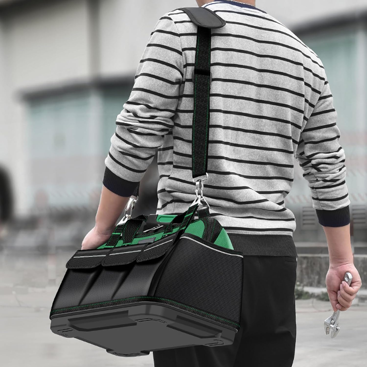  Sac à Outils Multifonction De 40,6 Cm Avec Base En ABS Robuste Et Plusieurs Poches De Transport Pour Un Rangement Facile