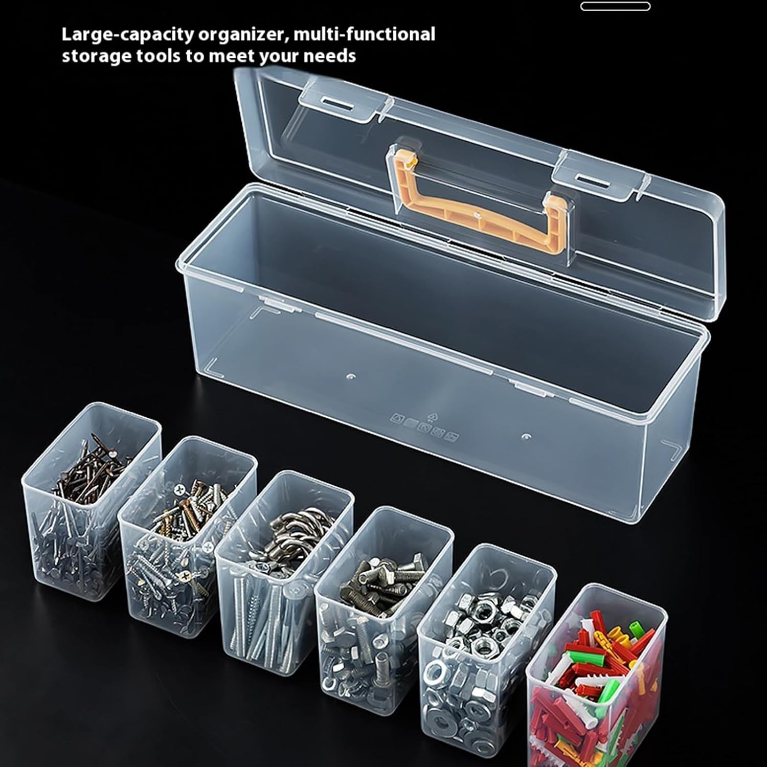  Boîte à Outils Robuste Avec Séparateurs Amovibles - Boîte De Rangement Transparente Pour Atelier, Garage, Usage Domestique - Boîte De Rangement Transparente Avec Poignée