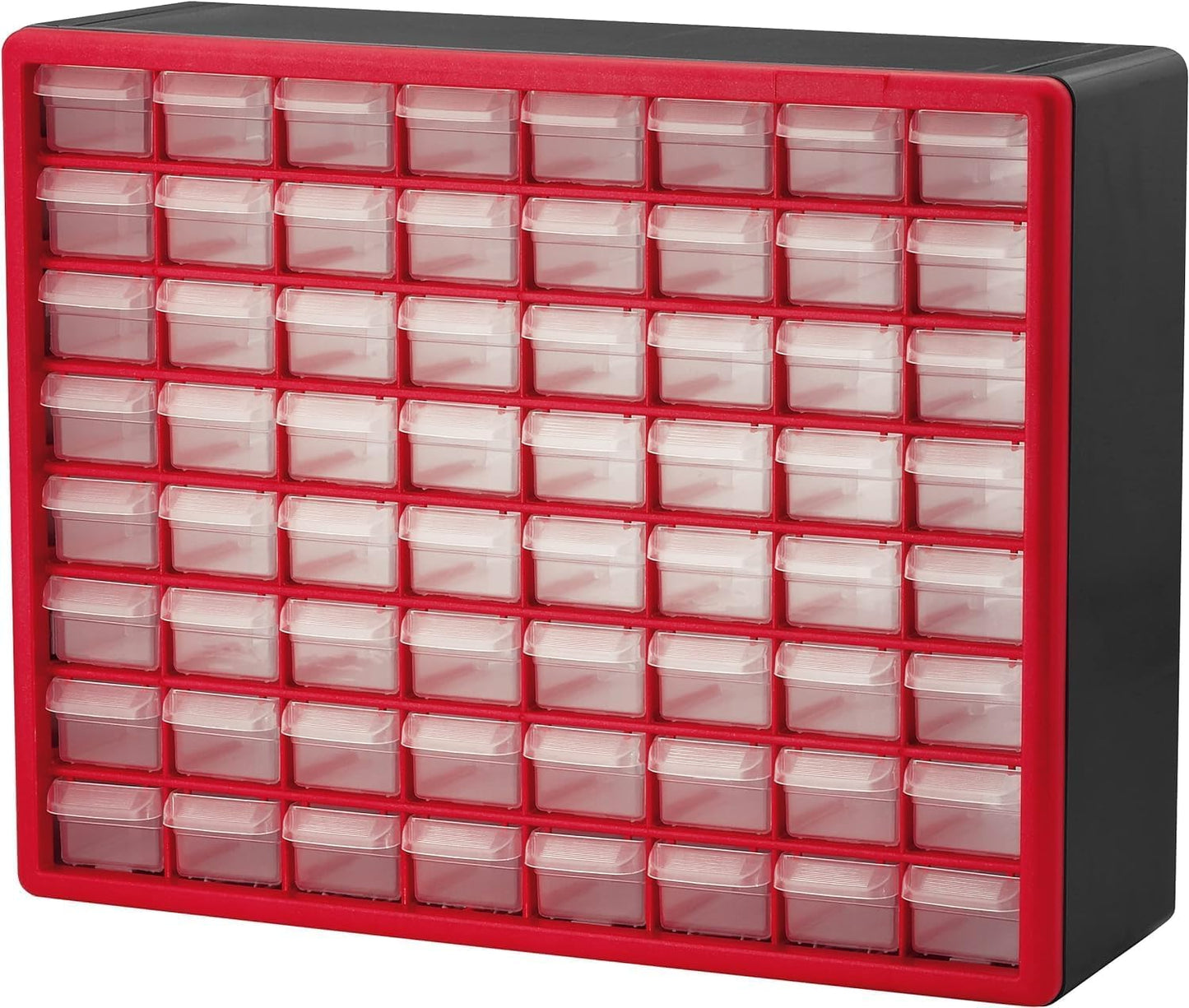  Akro-Mils 10164 64-Drawer Plastic Drawer Storage Cabinet For Garage Organization, Teacher Toolbox, Makeup Organizer, And More, 50,8 Cm W X 16 Cm D X 40,6 Cm H, Red