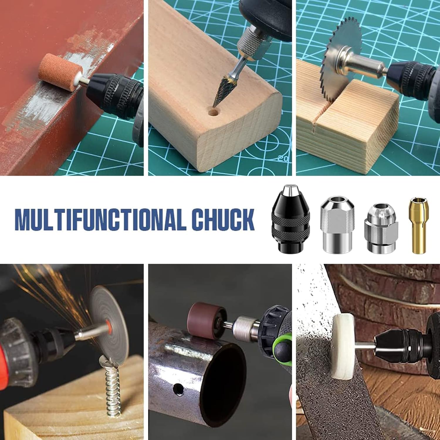  ForDremel Lot De 15 Mandrins De Serrage Rotatifs En Laiton Pour Perceuse à Outils électriques 1/32" à 0,3 Cm