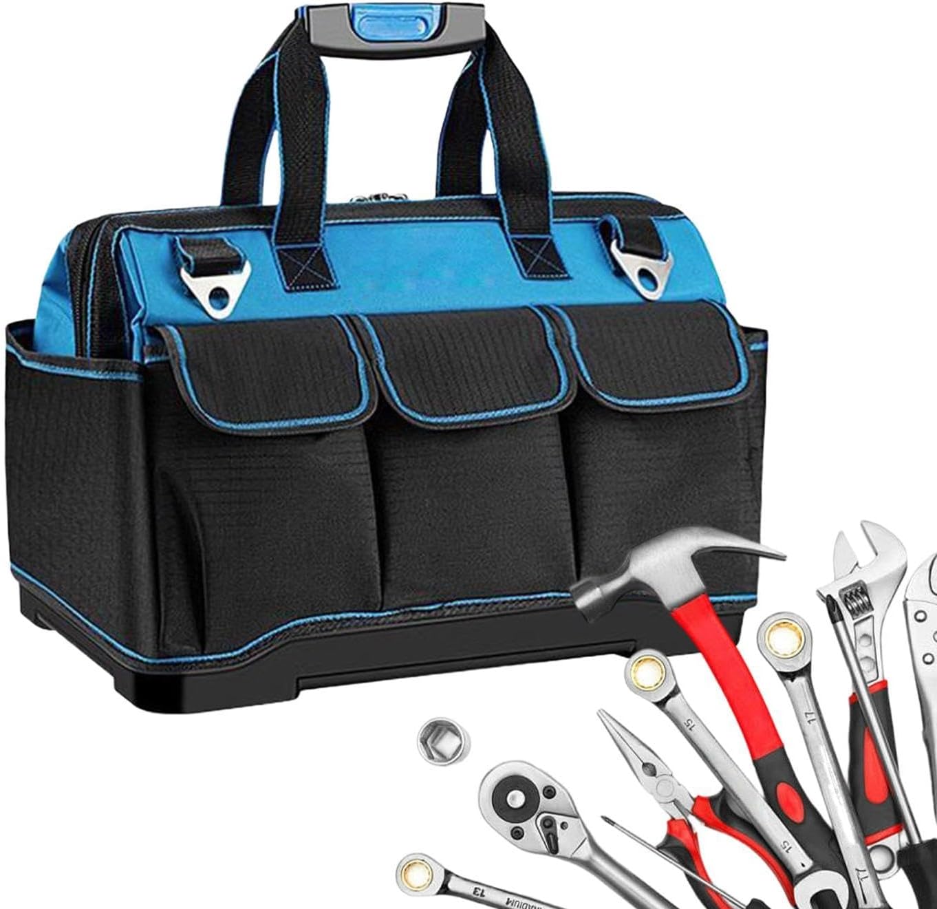 GENERIC Sac à Outils Pour électricien | Oxford Multi-poches | Sac Fourre-tout à Outils Avec Rigide – Pour L'extérieur, Les Voyages, La Construction, La Réparation De Voiture, La Maison, Le Garage, Le