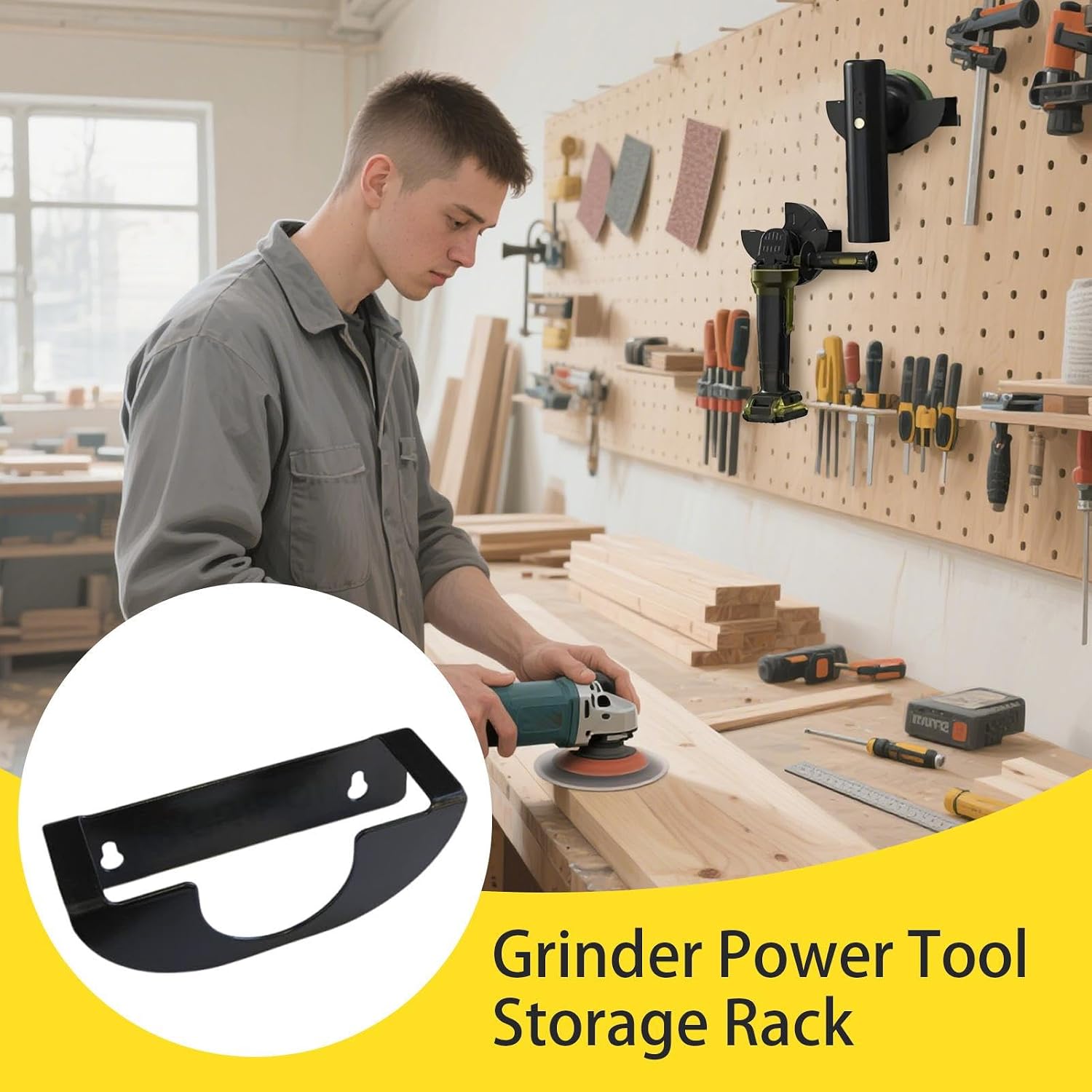  Porte-outils électriques, Support De Rangement Mural, Organisateur En Fer Robuste, Solution De Garage Peu Encombrante, Support D'outils Sécurisé, Machine De Polissage Pour Meuleuse D'angle