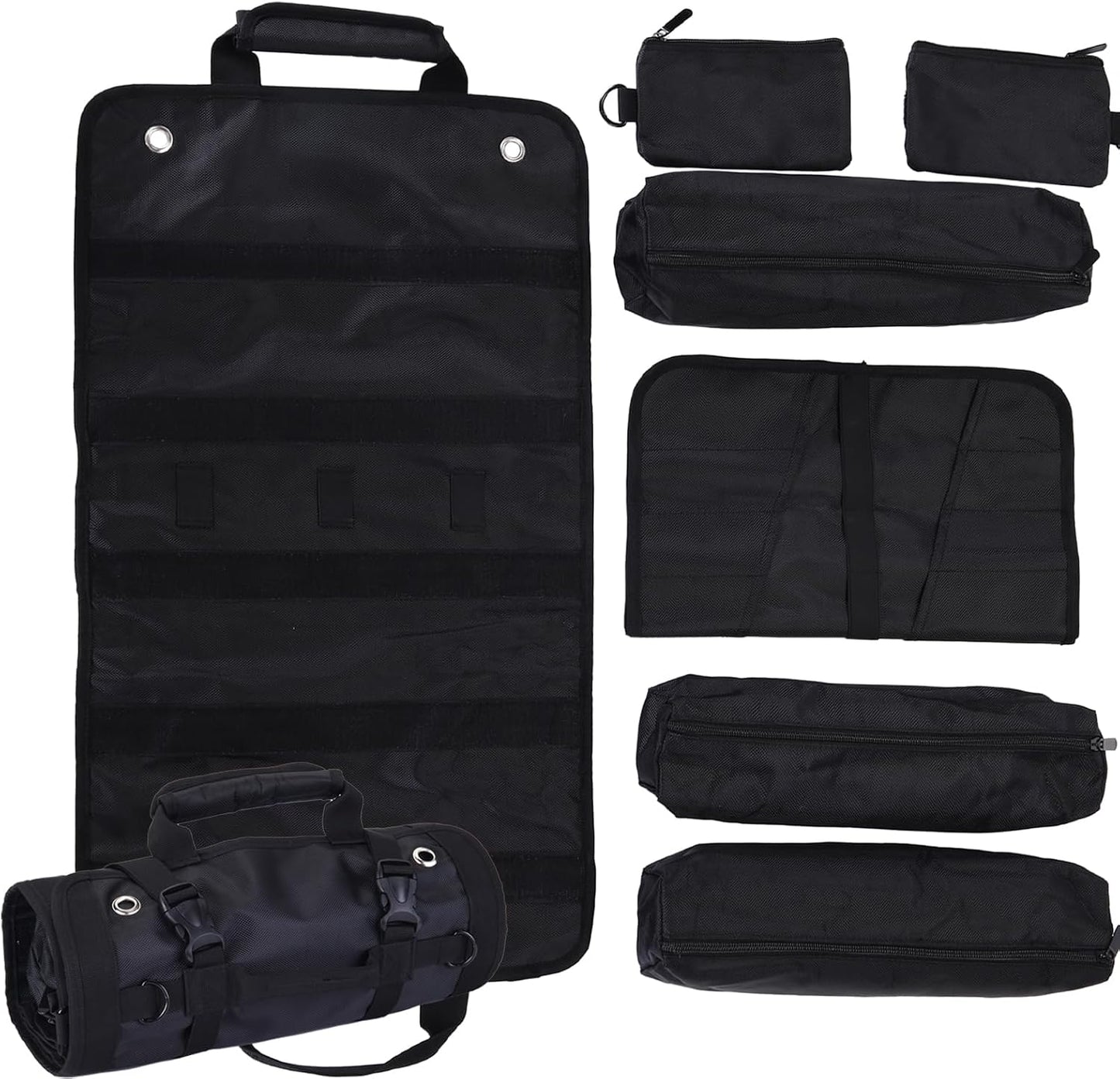  Sac à Outils, Sac à Outils Enroulable, Organiseur D'outils Robuste Pour Homme, Sac à Outils Portable Enroulable Pour Mécanicien, électricien Et Amateur, équipement De Camping De Voiture – Noir