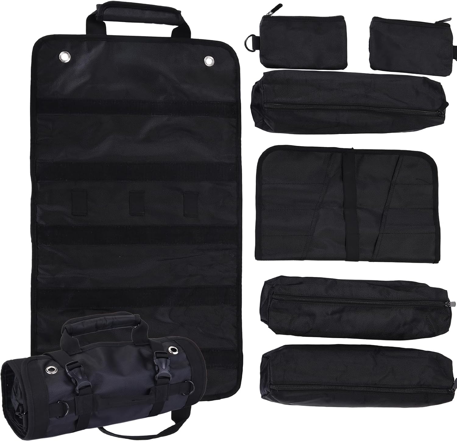 Sac à Outils, Sac à Outils Enroulable, Organiseur D'outils Robuste Pour Homme, Sac à Outils Portable Enroulable Pour Mécanicien, électricien Et Amateur, équipement De Camping De Voiture – Noir