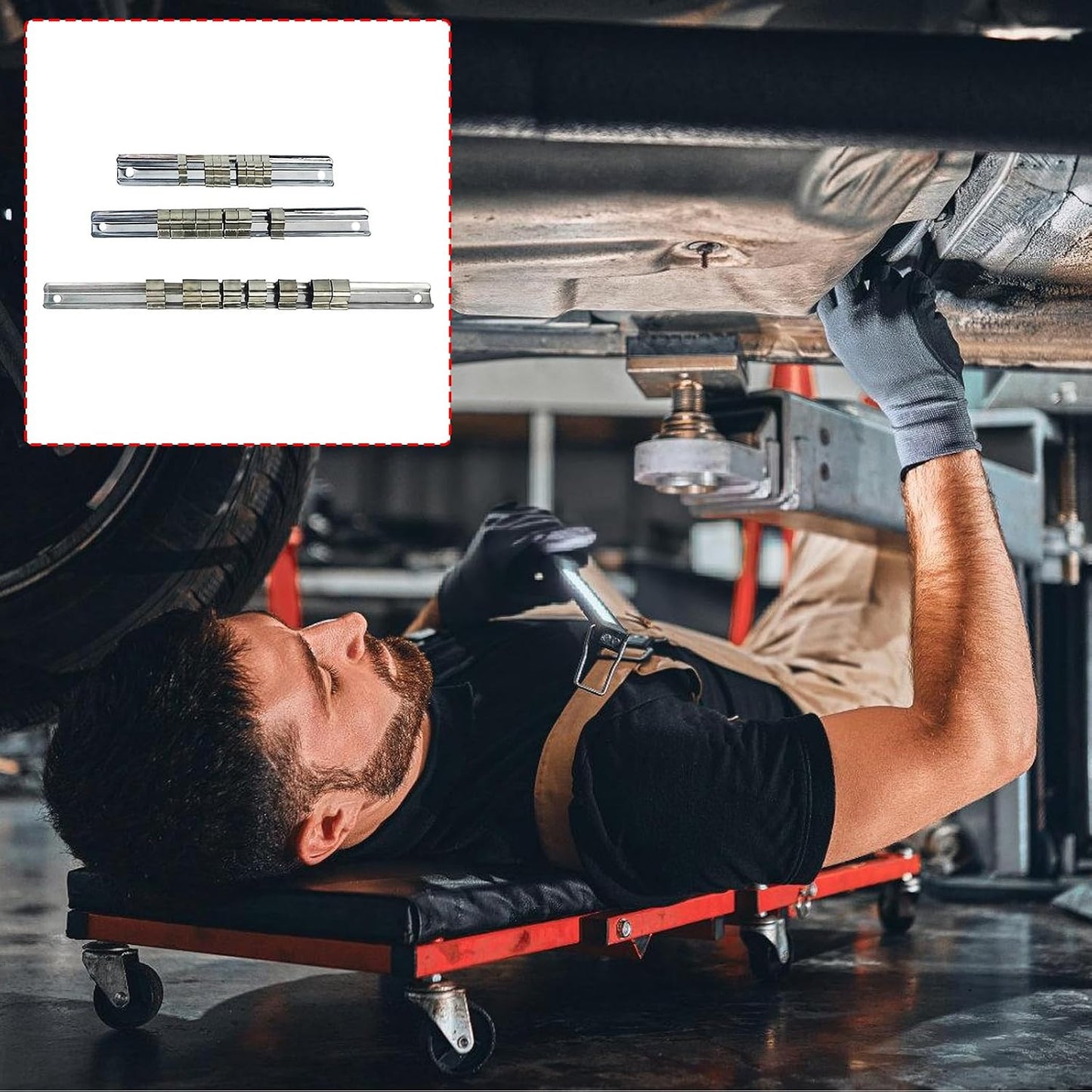  Lot De 3 Supports à Douilles 1/4 3/8 1/2 Avec 8 Clips Sur L'organisation Des Outils, Garage, Outils, Rangement, Transport, Port Industriel