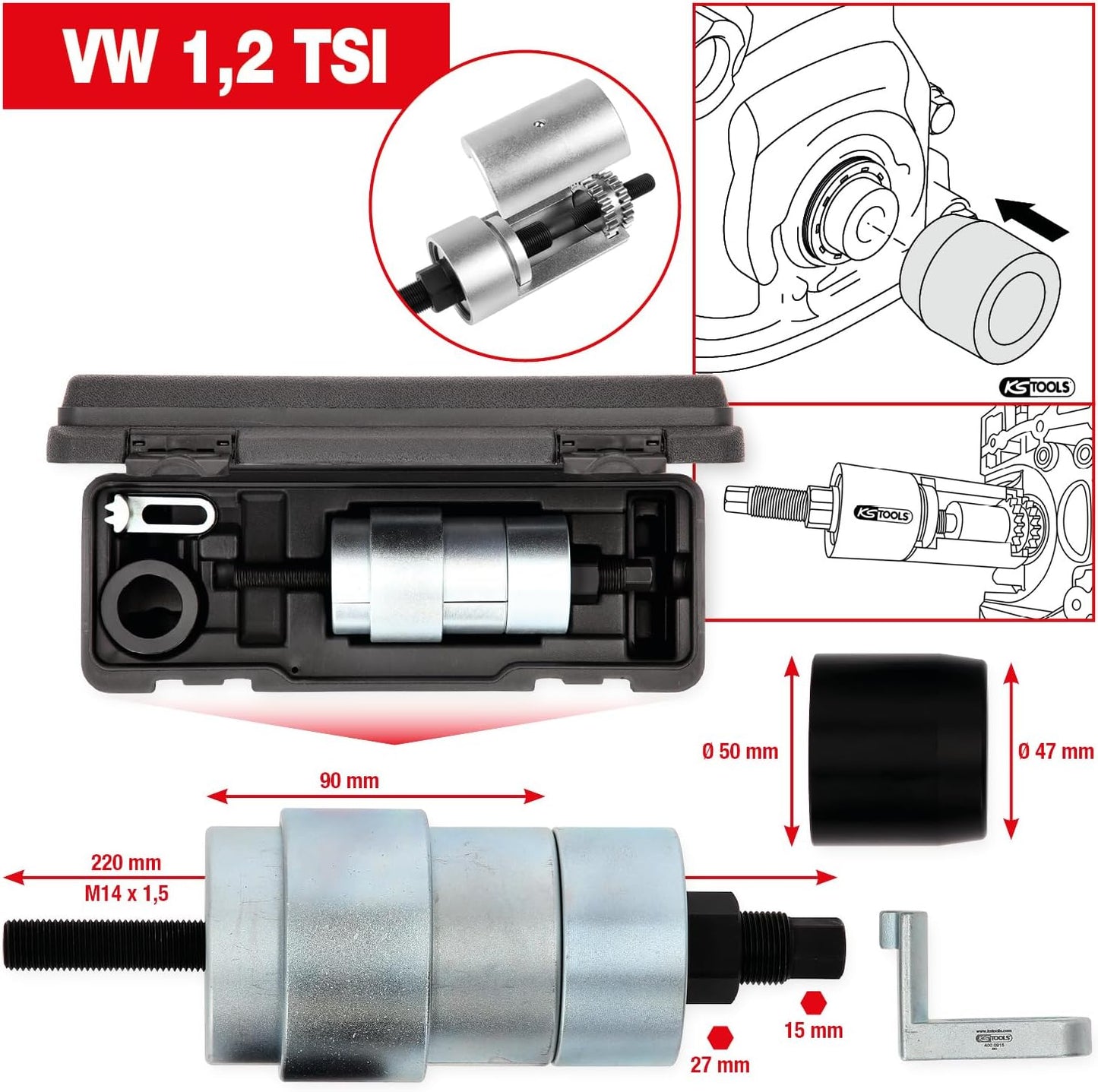  KS TOOLS Kit D’outils De Montage, Pignon De Vilebrequin 400.0910