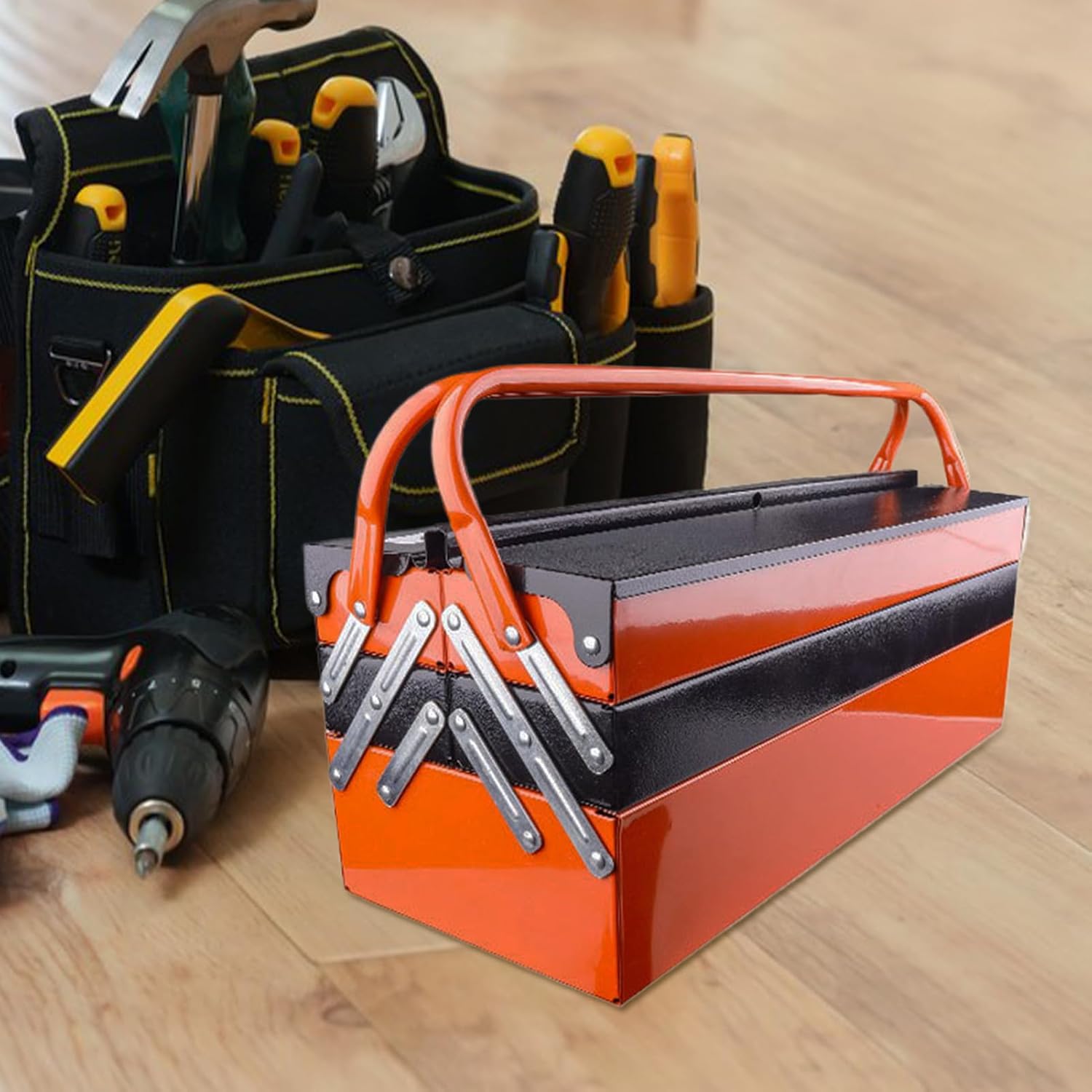 GENERIC Boîte à Outils Pliable Portable, Résistante à La Rouille, Durable, Design Multifonction Peu Encombrant, Taille Compacte, Idéale Pour Le Bureau, Le Garage, La Maison