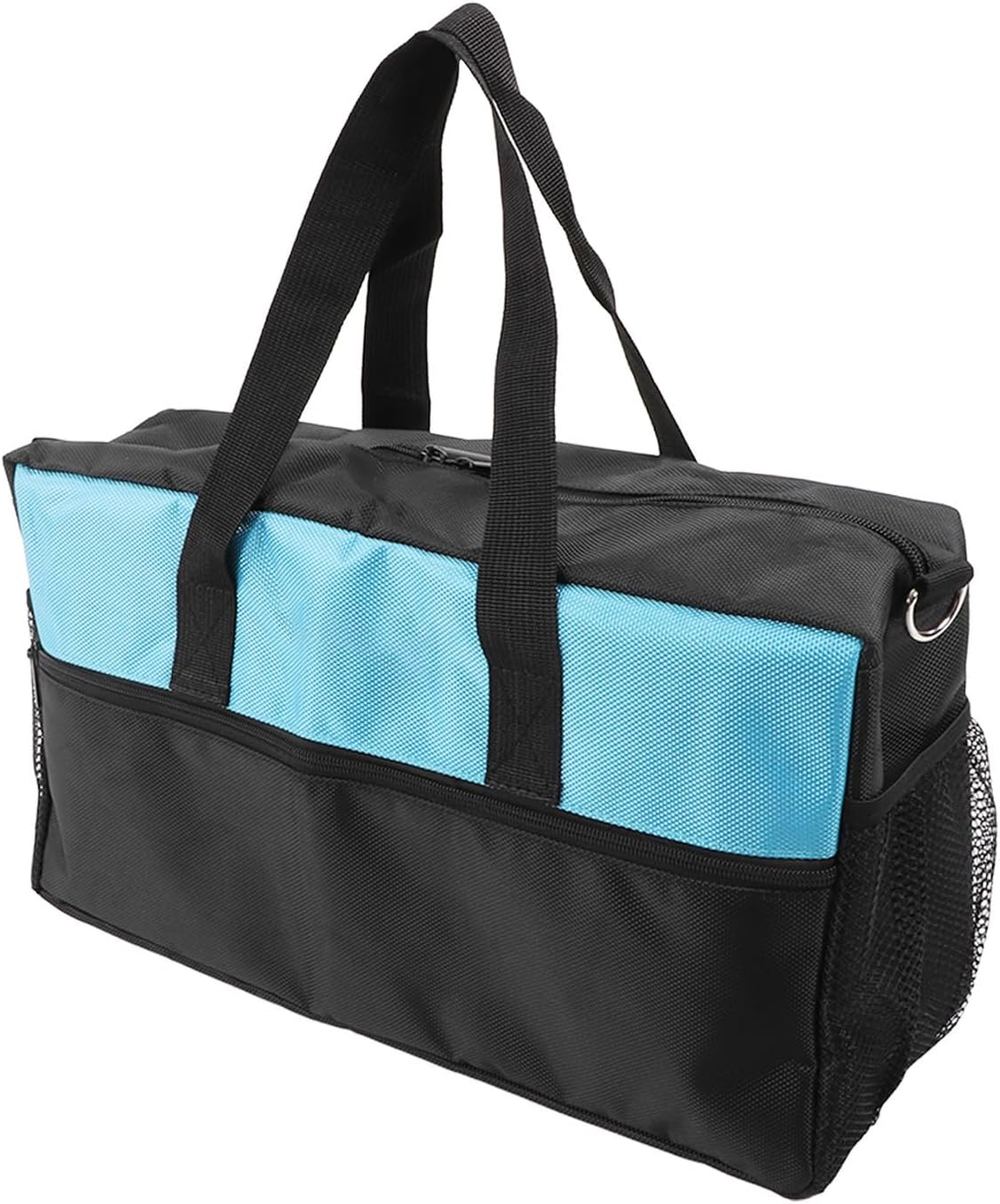  Sac à Outils Robuste En Tissu Oxford à Large Bouche, Sac à Outils Pour électricien Avec Poches, Organisateur De Rangement, Noir Bleu (16 Pouces)