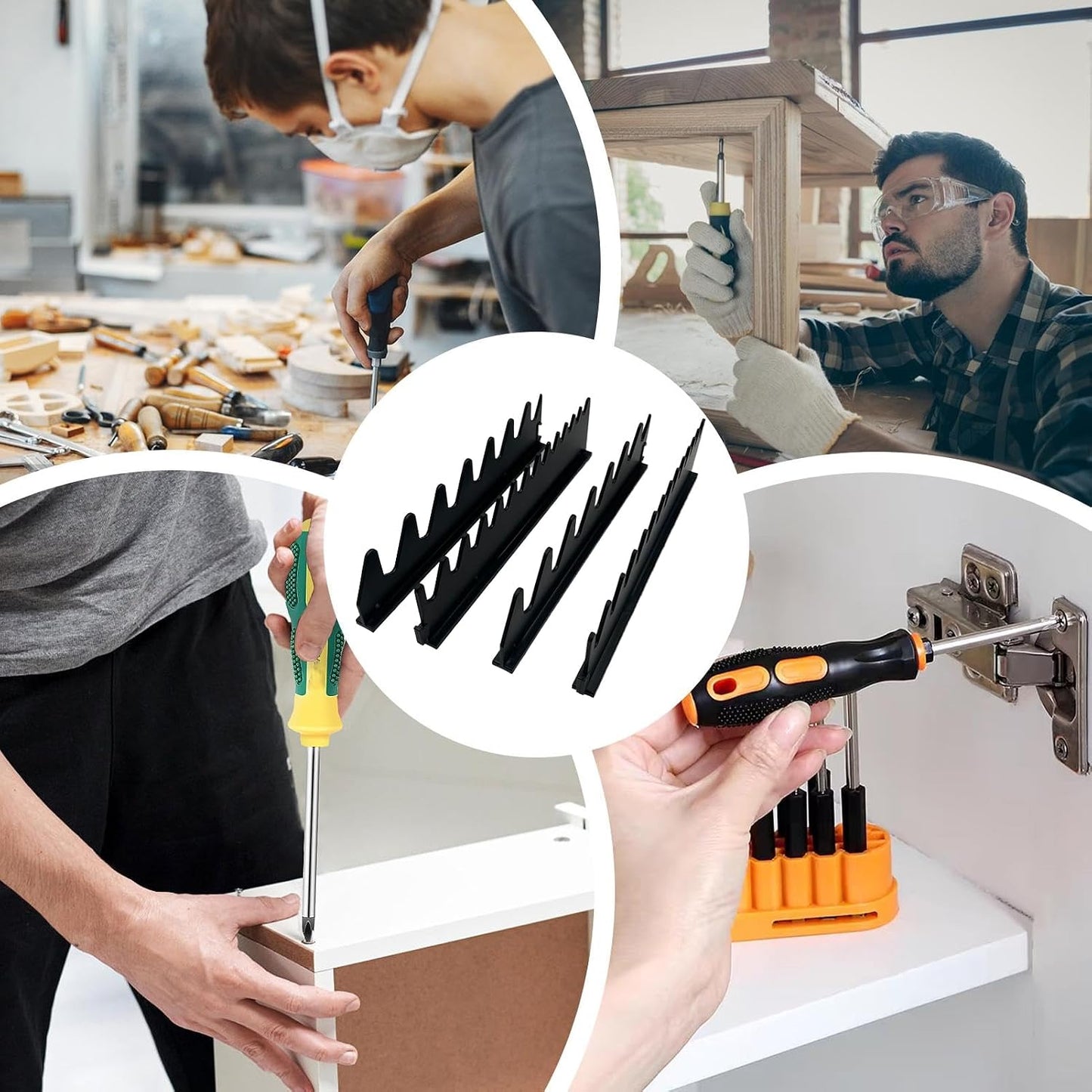  Porte-Clés - Porte-Cliquet Magnétique Monté Au Mur Pour Boîte À Outils,Support De Rangement Robuste Pour Tiroir De Cabinet Intérieur, Ateliers De Mécanique, Garages Et Bricoleurs À