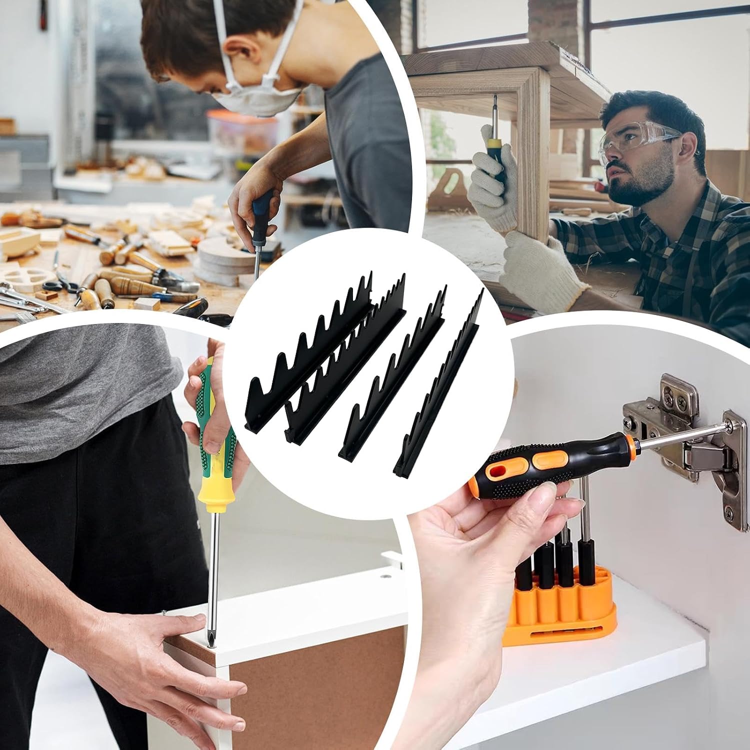 Porte-Clés - Porte-Cliquet Magnétique Monté Au Mur Pour Boîte À Outils,Support De Rangement Robuste Pour Tiroir De Cabinet Intérieur, Ateliers De Mécanique, Garages Et Bricoleurs À