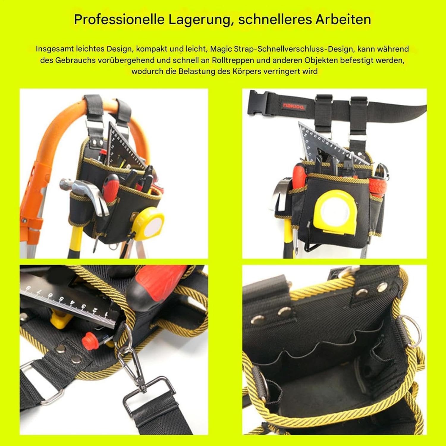  Sac à Outils De Ceinture, Pochette D'électricien, Pochette à Libération Rapide, Organiseur De Plusieurs Poches Avec Design Robuste Et Imperméable Pour électriciens, Menuiserie Ou Travail En Plein Air