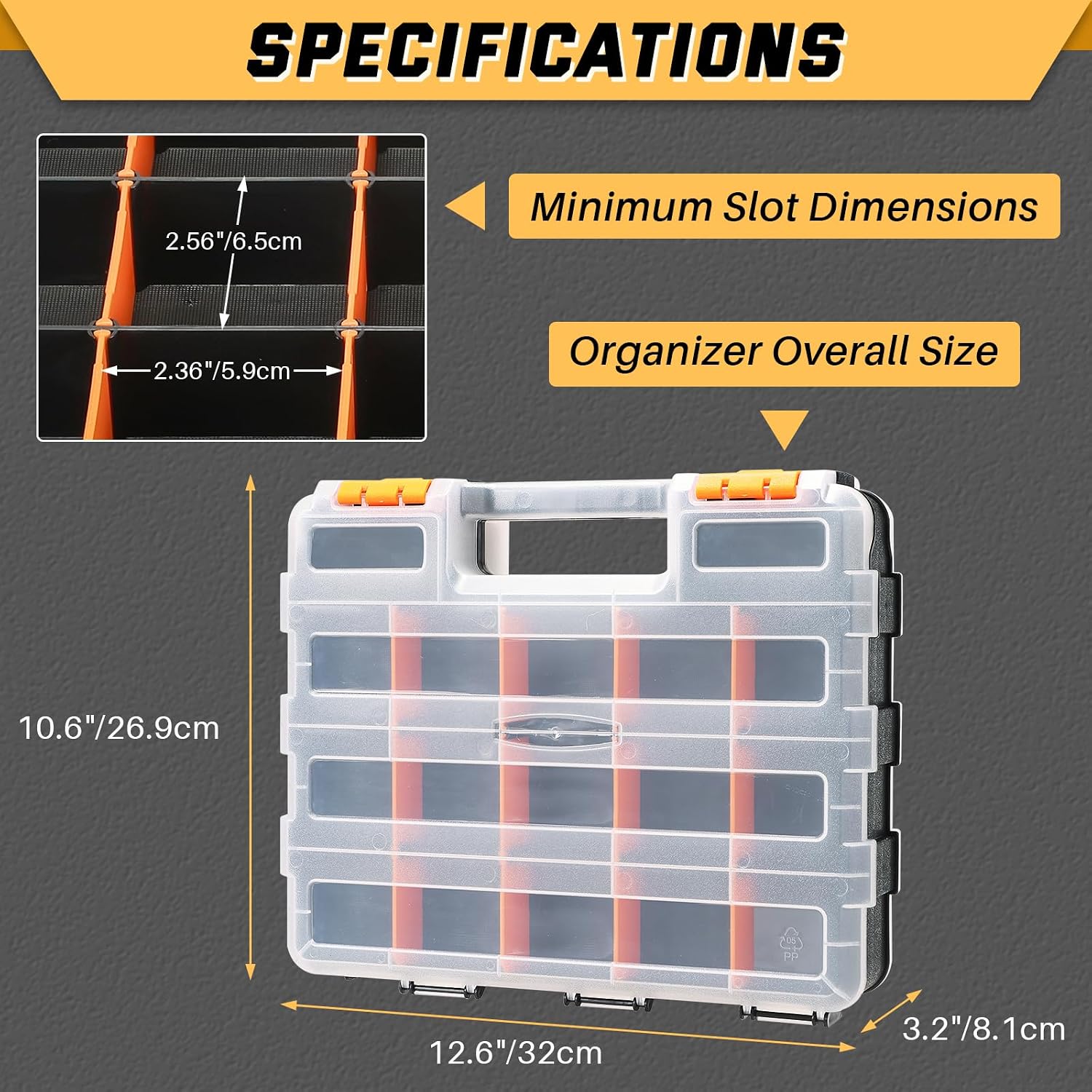  DASBET Lot De 2 Organiseurs à Outils Double Face à 34 Compartiments Personnalisables Avec Couvercle Transparent - Assortiment De Matériel De Bricolage Pour Vis, écrous, Petites Pièces