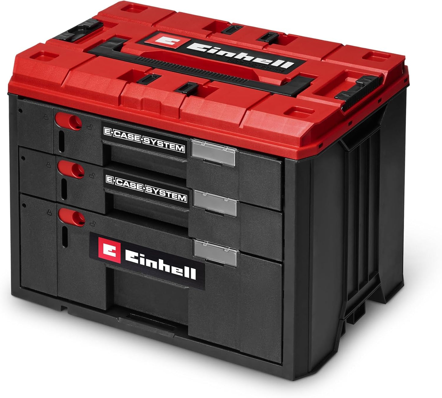  Original Einhell Mallette à Tiroirs E-Case (gamme Einhell E-Case, 41,5 X 25 X 28 Cm, Charge Utile Max. 60 Kg, 2 Tiroirs De 5,5 Cm De Haut, 1 Tiroir De 12,5 Cm De Haut, Poignée)
