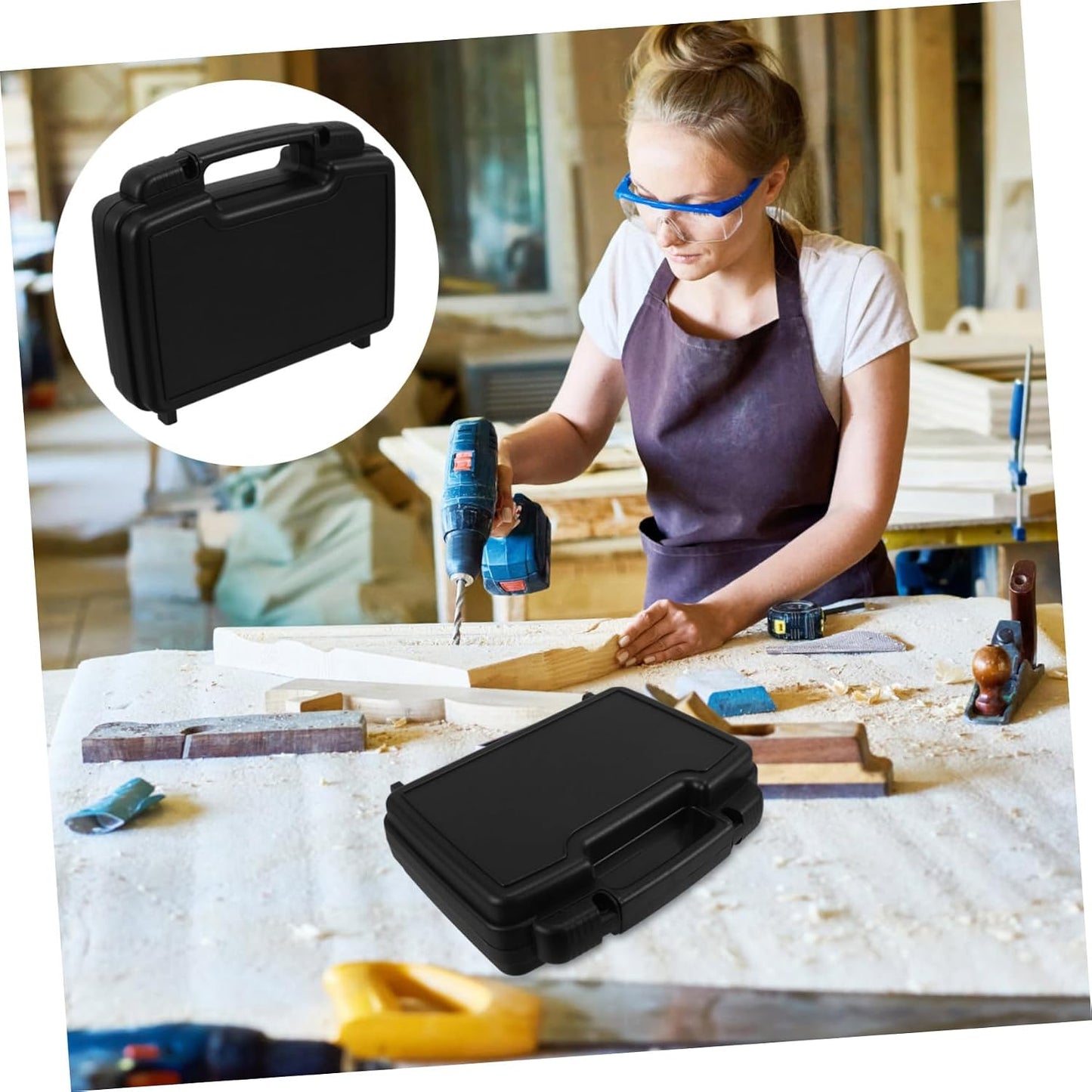  Housoutil Boîte à Outils Multifonctions Pour Rangement D’Outillage, Valise Cabine En Plastique PP, Légère Et Coins Renforcés, Portable