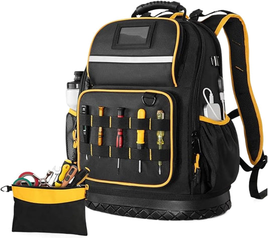  Sac à Dos Pour Outils, Organiseur De Rangement Avec Base Rigide Pour Travaux De Chantier, Sac à Outils Robuste Avec Plusieurs Compartiments Et Fermetures éclair Renforcées, Porte-outils Professionnel