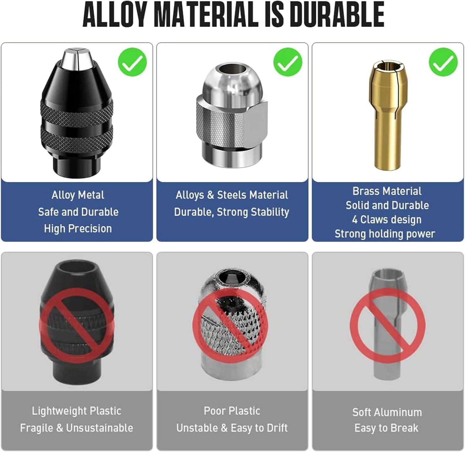  ForDremel Lot De 15 Mandrins De Serrage Rotatifs En Laiton Pour Perceuse à Outils électriques 1/32" à 0,3 Cm