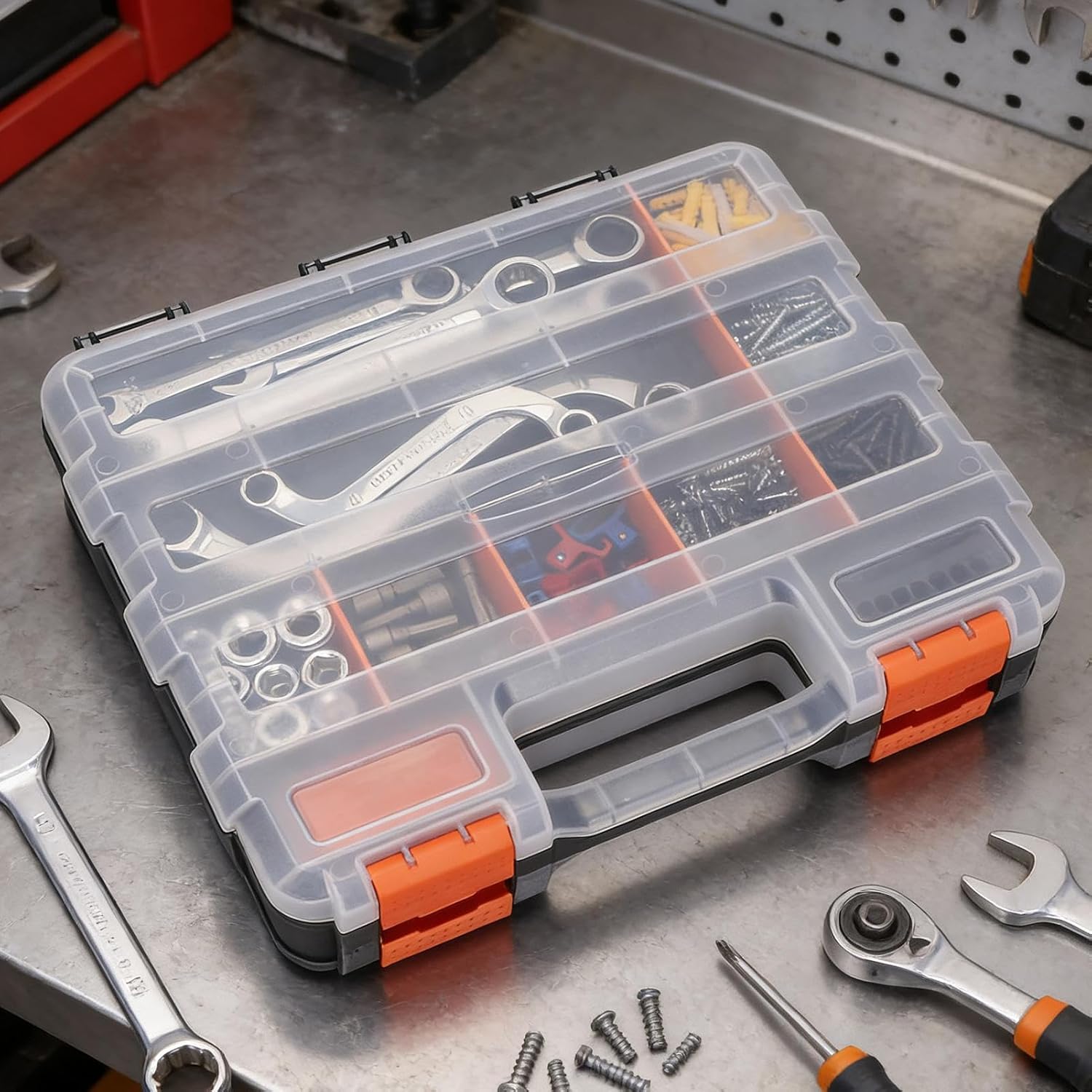GENERIC Boîte à Outils | Boîte à Outils Double Face 34 Compartiments | Boîte De Rangement Pour Outils | Pour Quincaillerie, Petites Pièces, Appareils électroniques, Perles, Bijoux, Garage