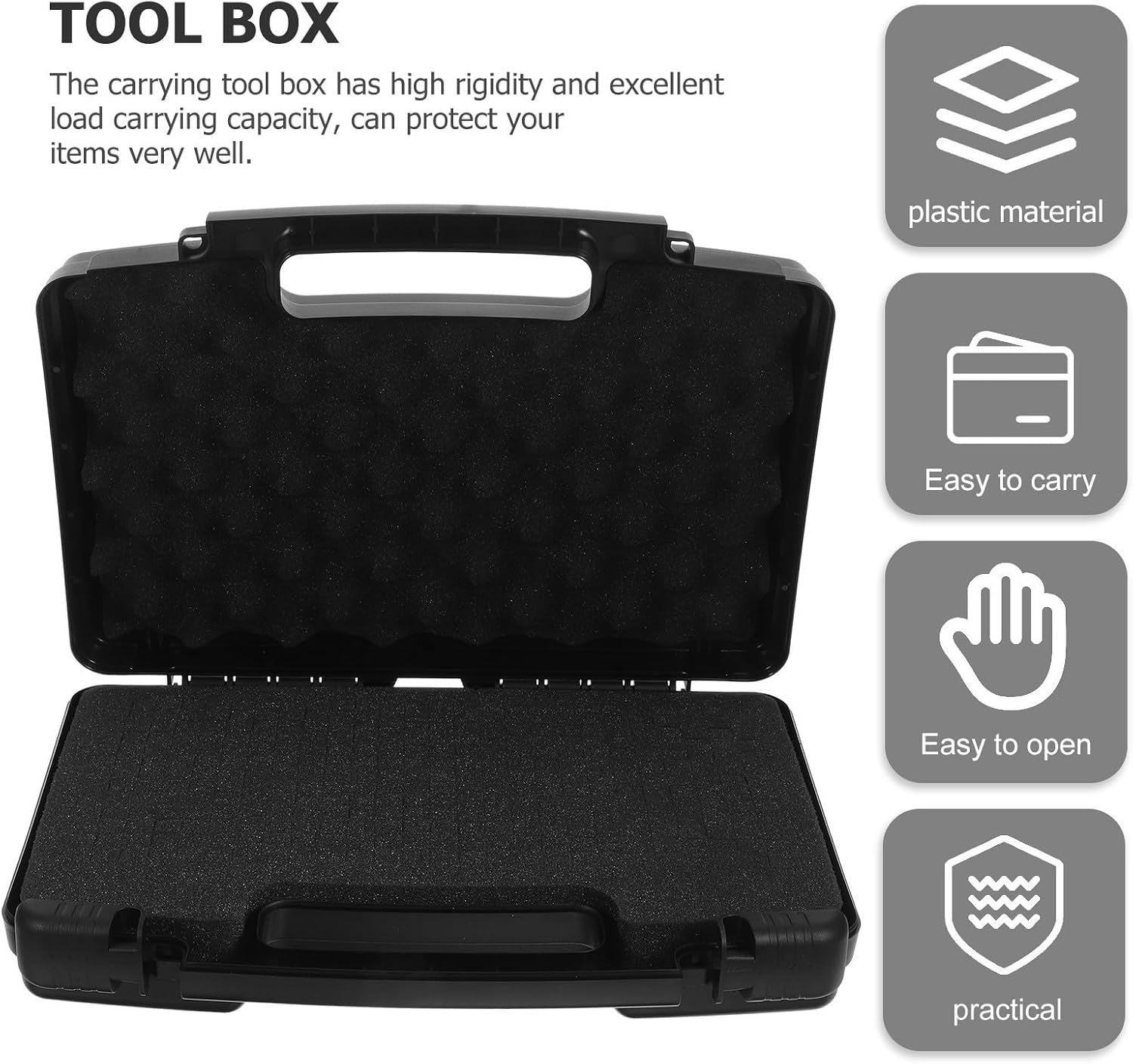  Ciieeo Boîte à Outils Portable Et Capacité De Charge Avec Mousse Intérieure Noire Grosse Rigidité Pêche Navigation