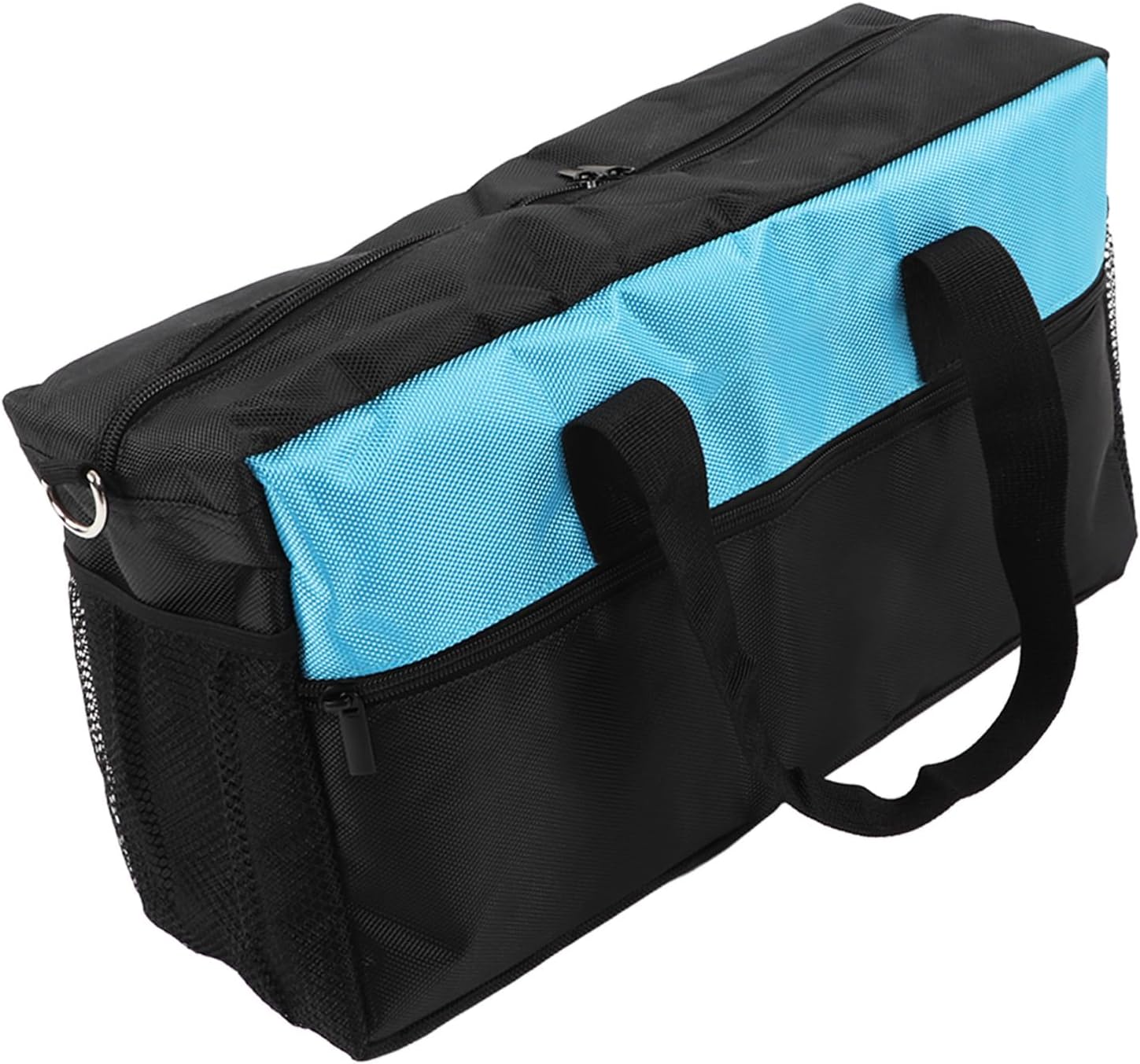  Sac à Outils Robuste En Tissu Oxford à Large Bouche, Sac à Outils Pour électricien Avec Poches, Organisateur De Rangement, Noir Bleu (16 Pouces)